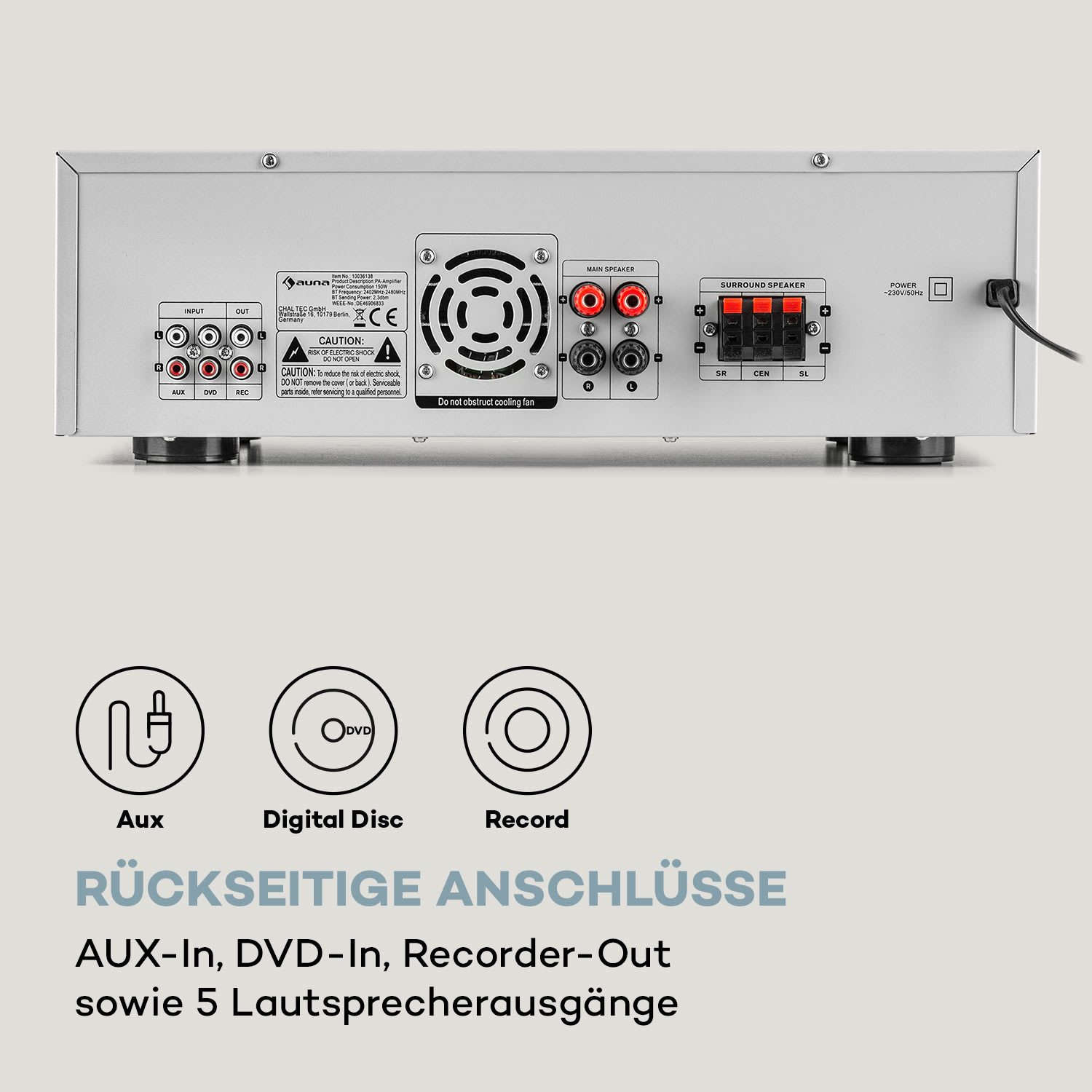 AMP-218 BT Digital-Surround-Verstärker 5.1 2x120W 3x50W RMS BT 2xMikro