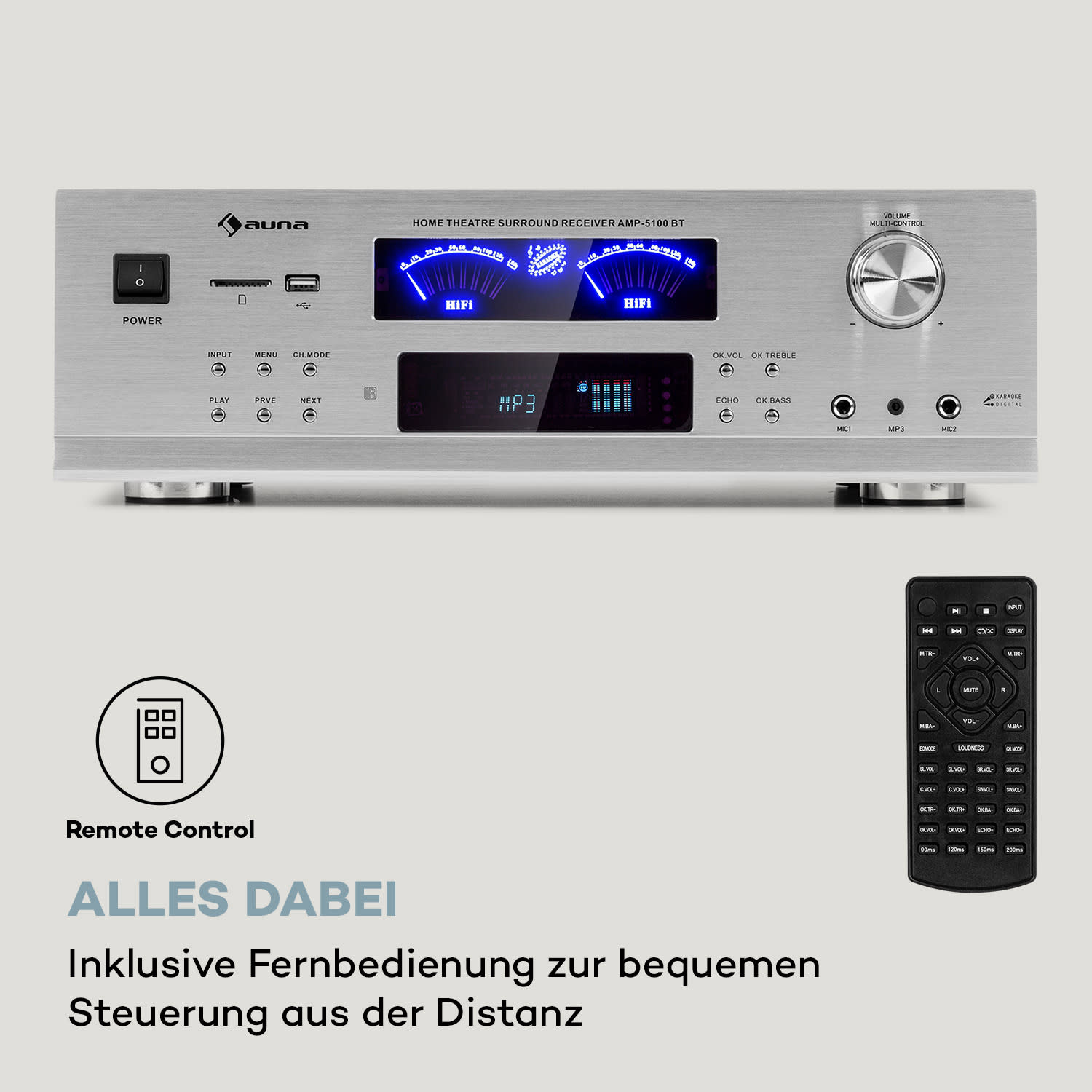 AMP 5100 BT Stereo-Verstärker 2x120 W + 3x50 W RMS BT 