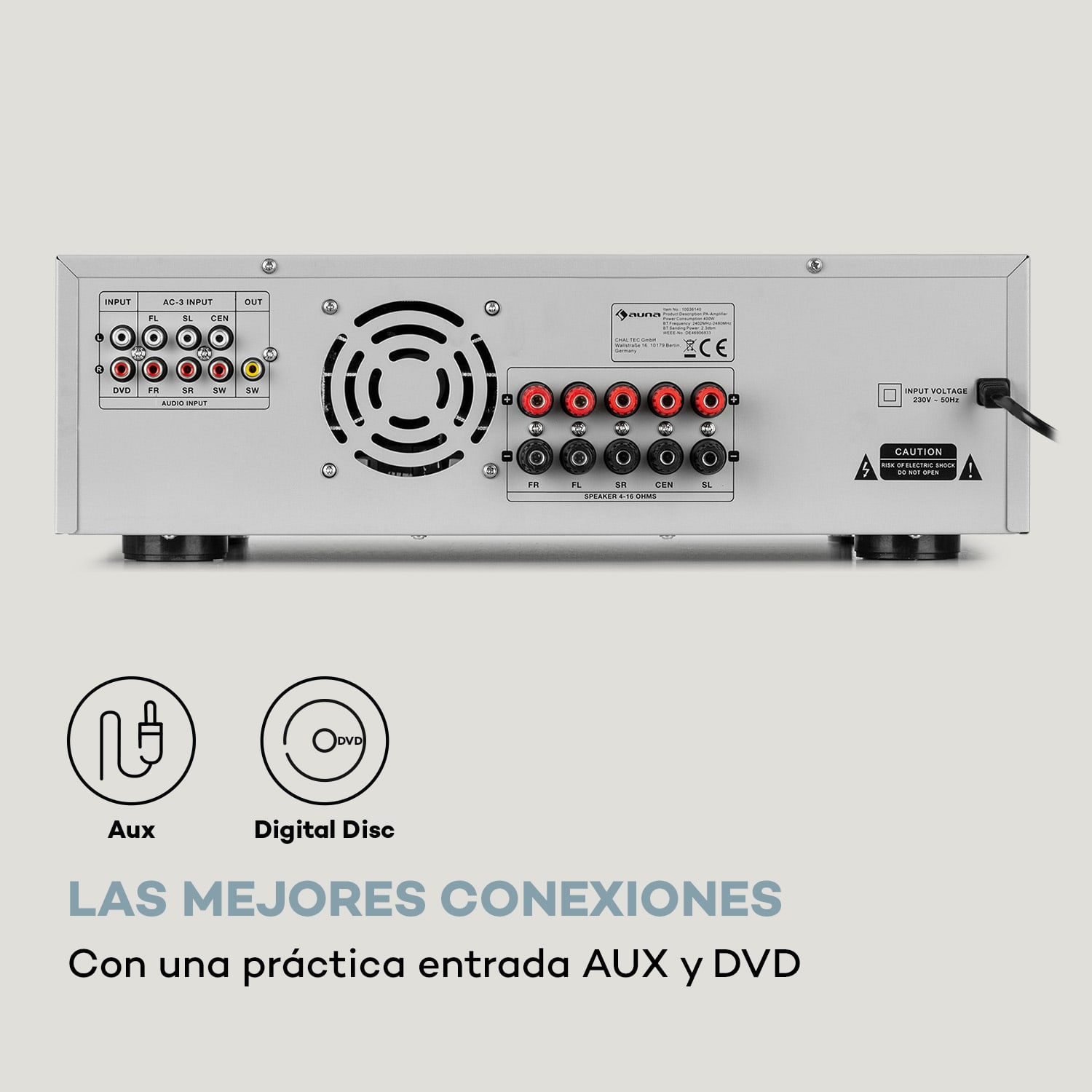 AMP 5100 BT Amplificador estéreo 2 x 120 W + 3 x 50 W RMS BT