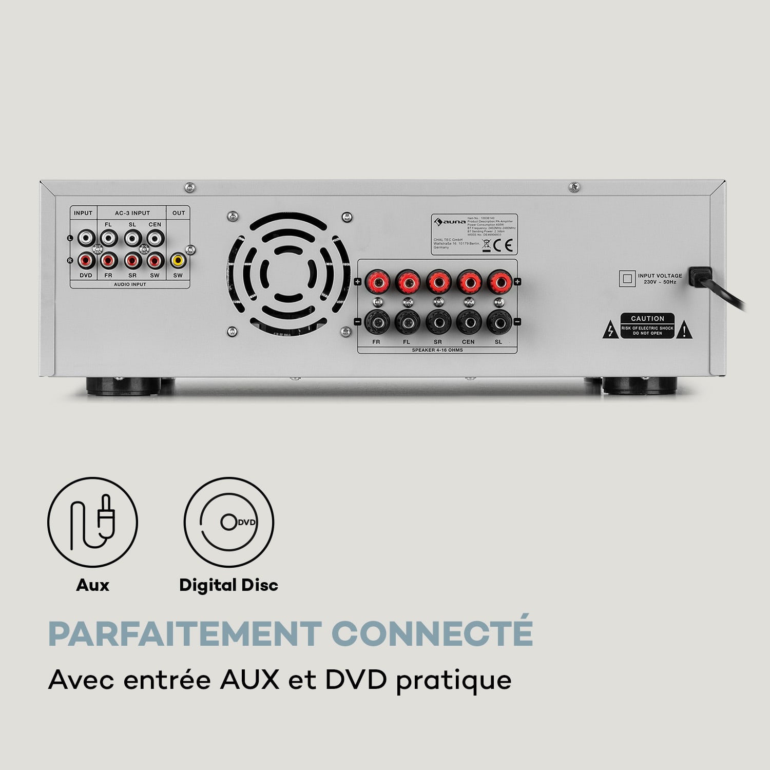 AMP 5100 BT Amplificateur stéréo 2 x 120 W + 3x50 W RMS BT