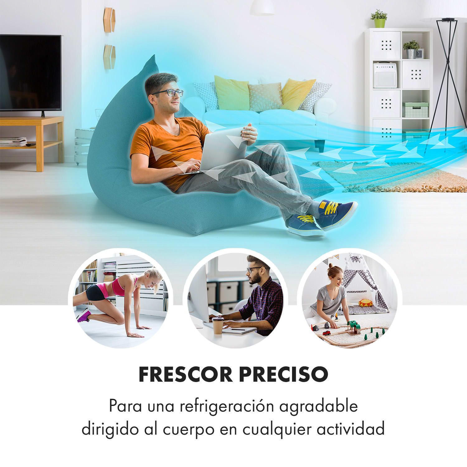Maxfresh Ocean Ventilator climatizador evaporativo 6L 65 W Mando a distancia 2 x bloques de refrigeración 