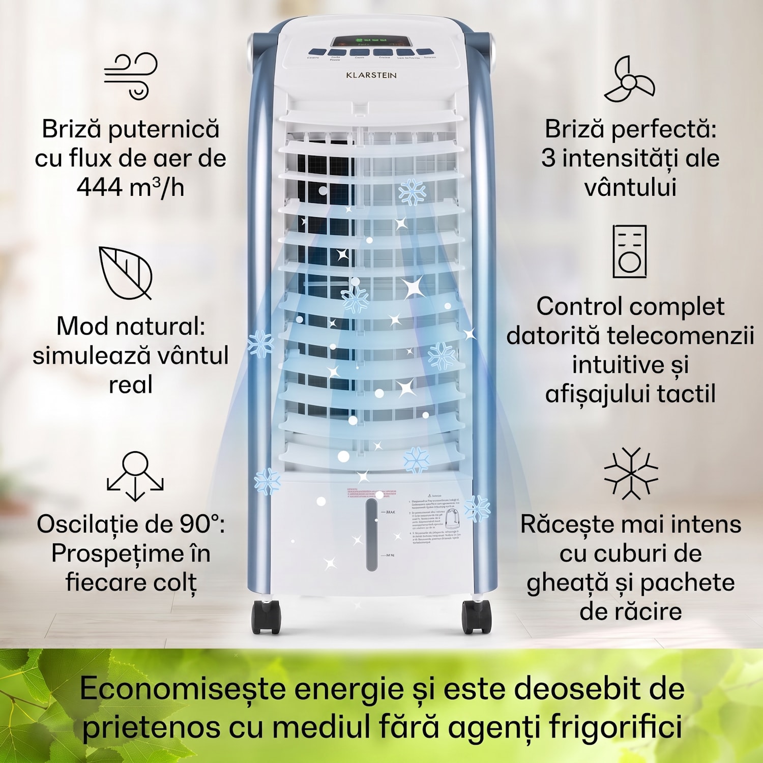 Maxfresh, răcitor de aer, ventilator, 3 in 1, 6 l, 65 W, telecomandă, 2 x pastile de răcire 444 m³/h | Nu | Alb / Albastru