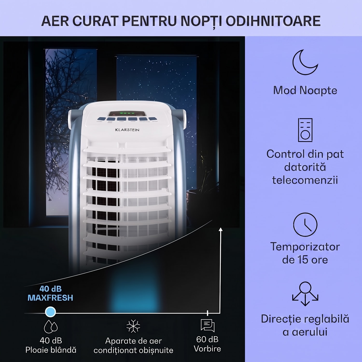 Maxfresh, răcitor de aer, ventilator, 3 in 1, 6 l, 65 W, telecomandă, 2 x pastile de răcire 444 m³/h | Nu | Alb / Albastru