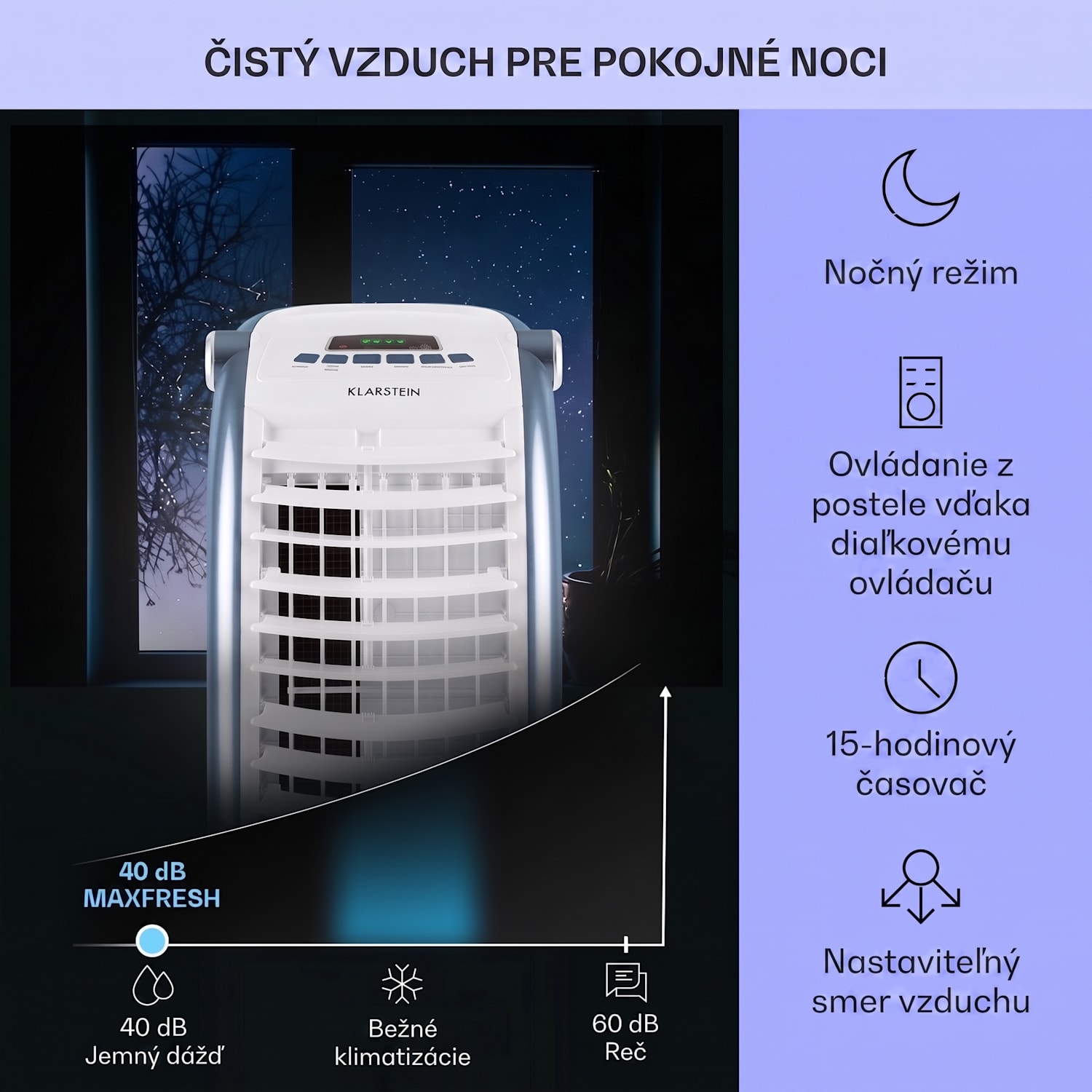 Maxfresh, 3 v 1 ochladzovač vzduchu, ventilátor, 65 W, 6 l, diaľkový ovládač, 2 x chladiaci box 444 m³/h | Nie | Biela / Modrá
