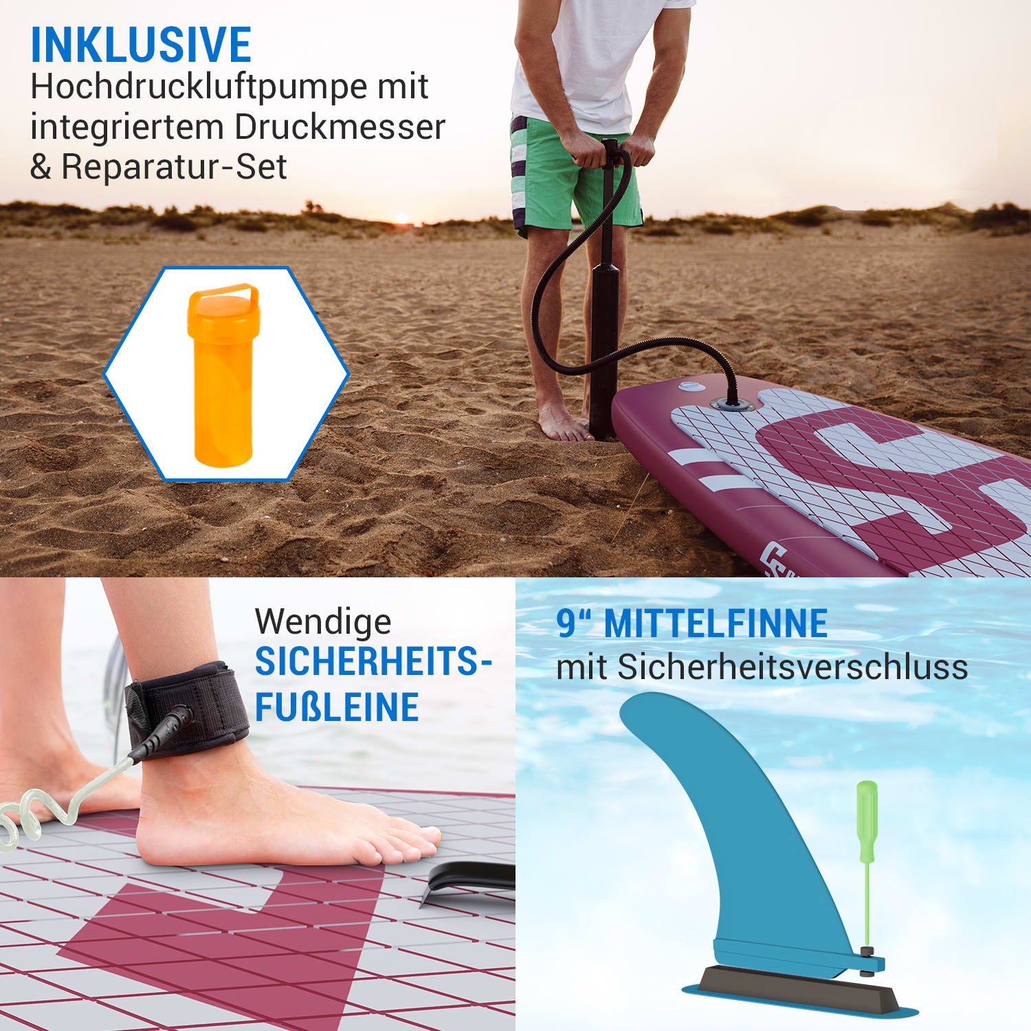 Ensemble de planche à pagaie SUP Board gonflable Lanikai Cruiser 9.8 305x77x10 feuille morte