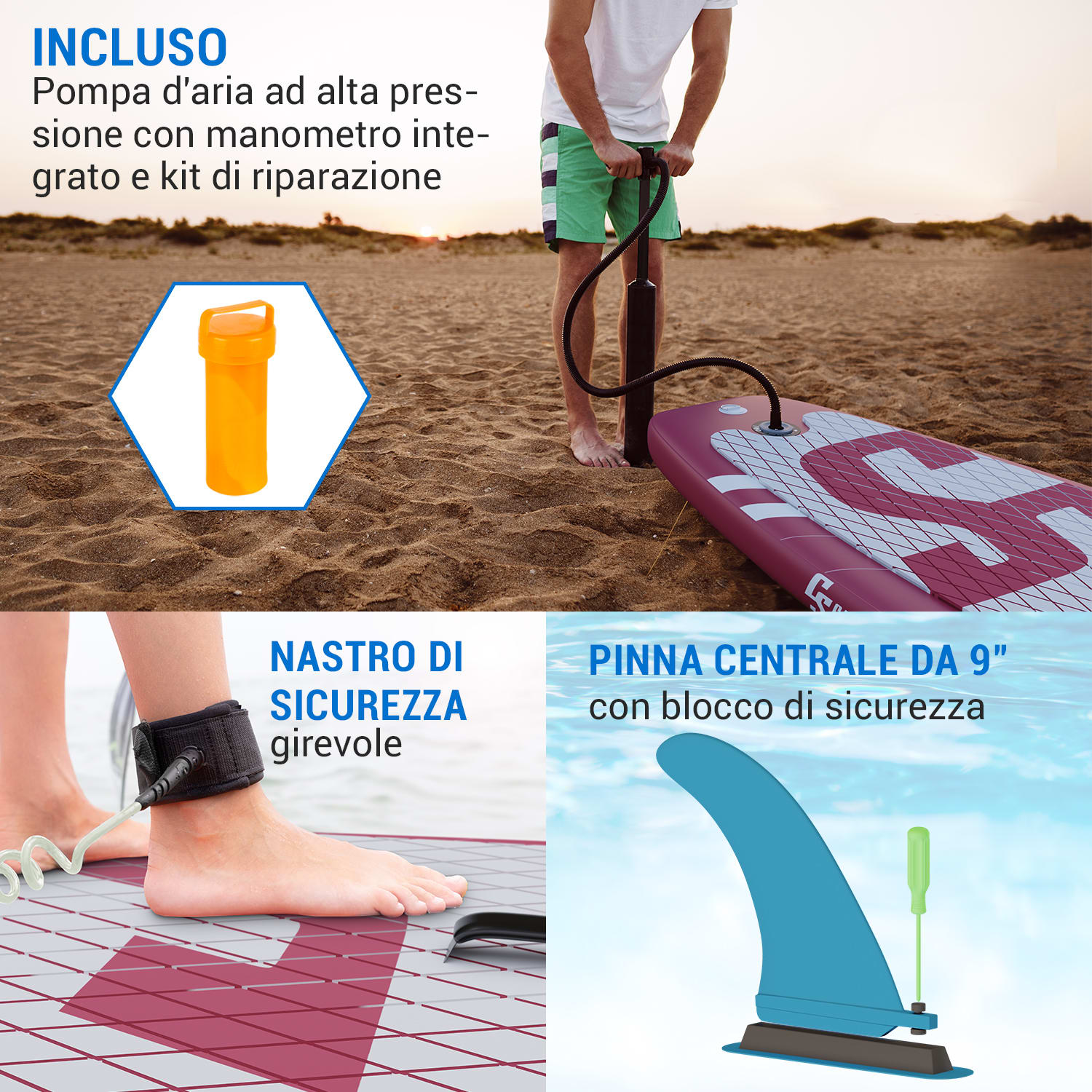 Lanikai Cruiser 9.8 - Set tavola SUP gonfiabile, 305x77x10 ruggine