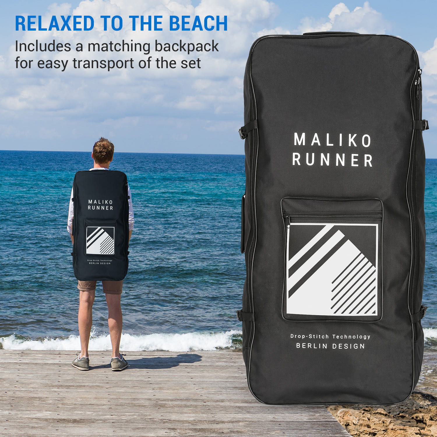 Lanikai Cruiser 10.8, paddleboard gonflabil, set cu placă SUP, 330 × 77 × 15 Negru / albastru