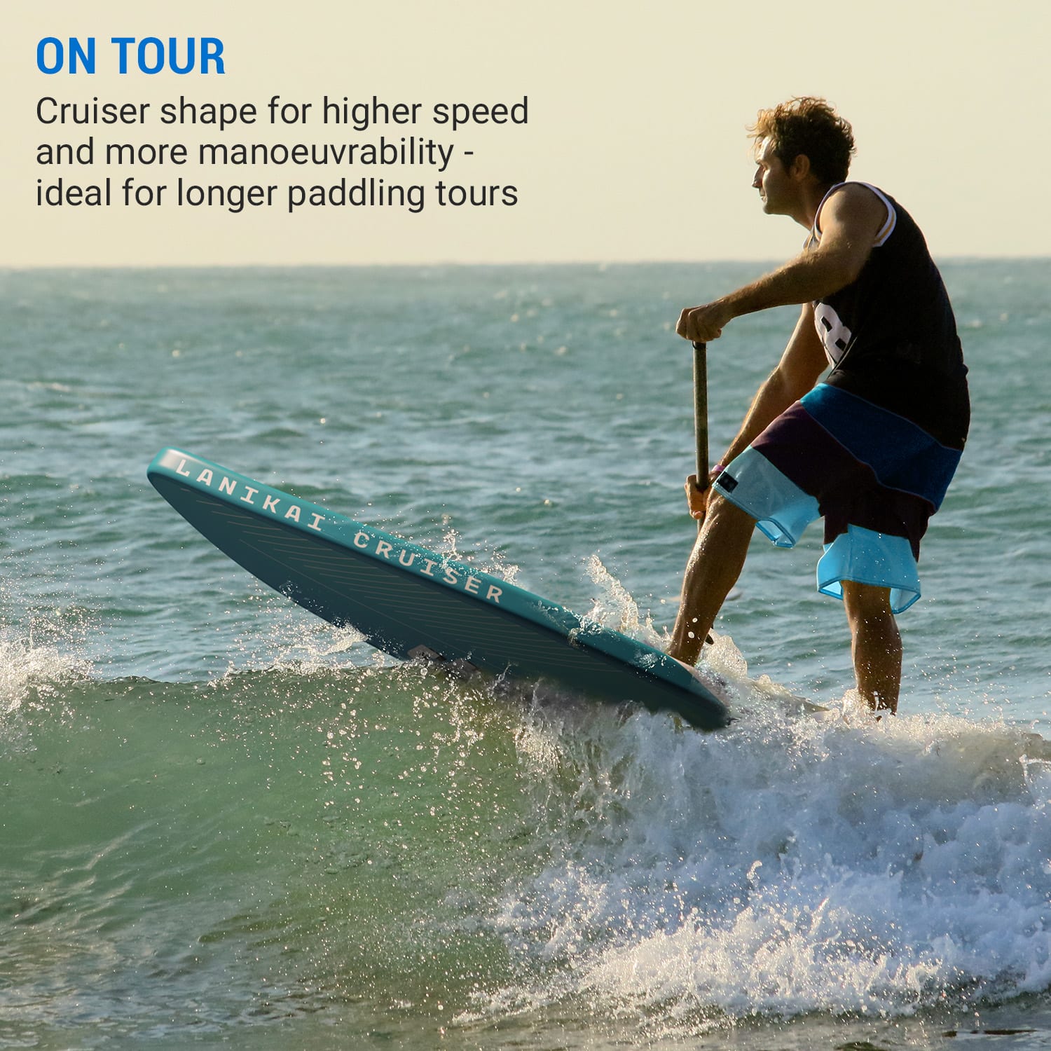 Lanikai Cruiser 10.8, paddleboard gonflabil, set cu placă SUP, 330 × 77 × 15 Negru / albastru