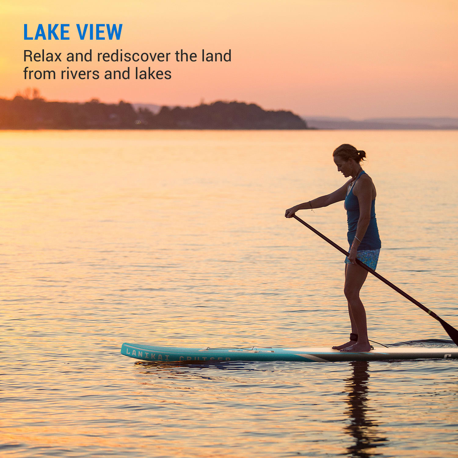 Lanikai Cruiser 10.8, paddleboard gonflabil, set cu placă SUP, 330 × 77 × 15 Negru / albastru