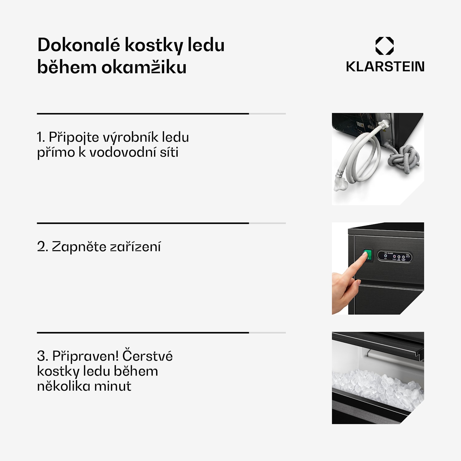 Powericer XL, výrobník ledu, 145 W, 20 kg/den, průmyslové zařízení na výrobu ledu, nerezový 