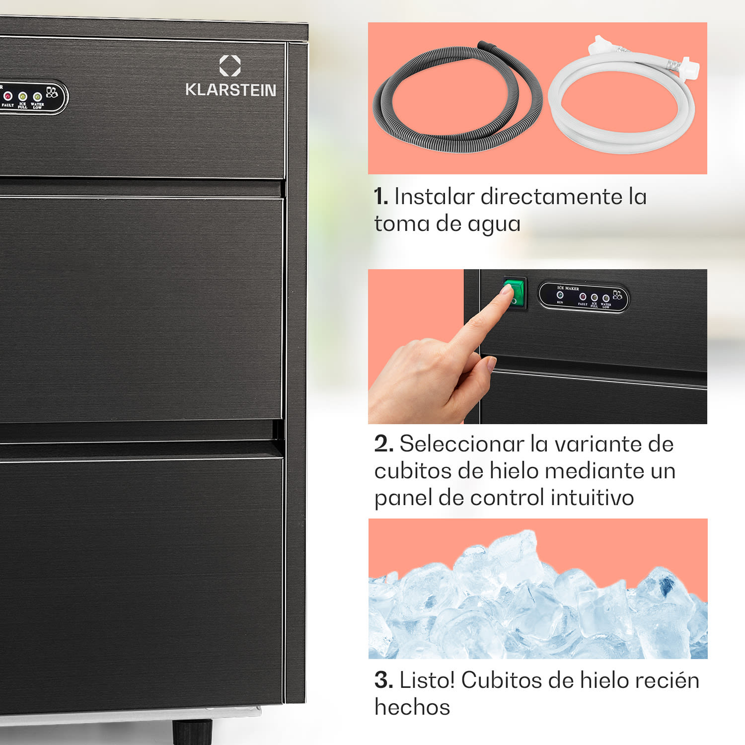 Fabricador de cubitos de hielo Powericer XL 20  kg/día 145 W 