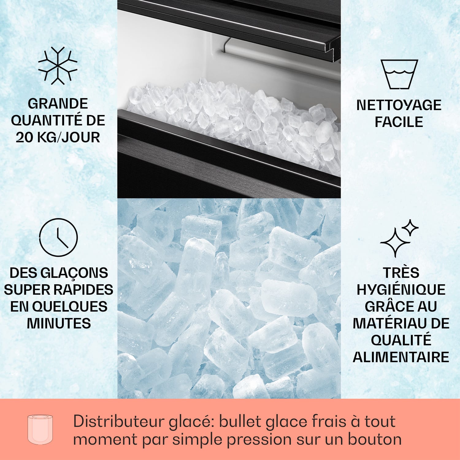 Powericer XL ijsblokjesmachine 20  kg/dag 145 watt 