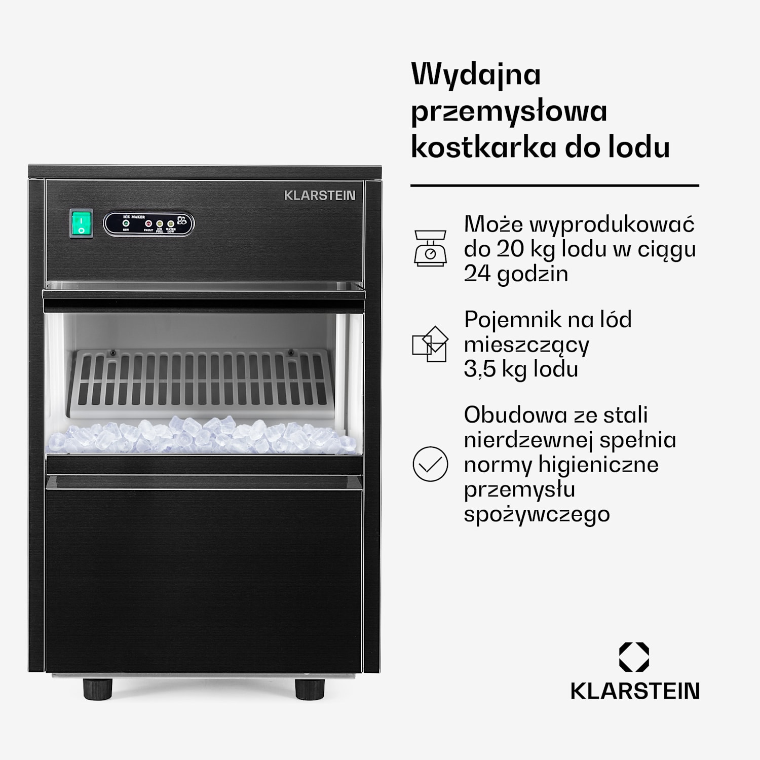 Powericer XL, kostkarka do lodu, 20 kg/dzień, 145 W 