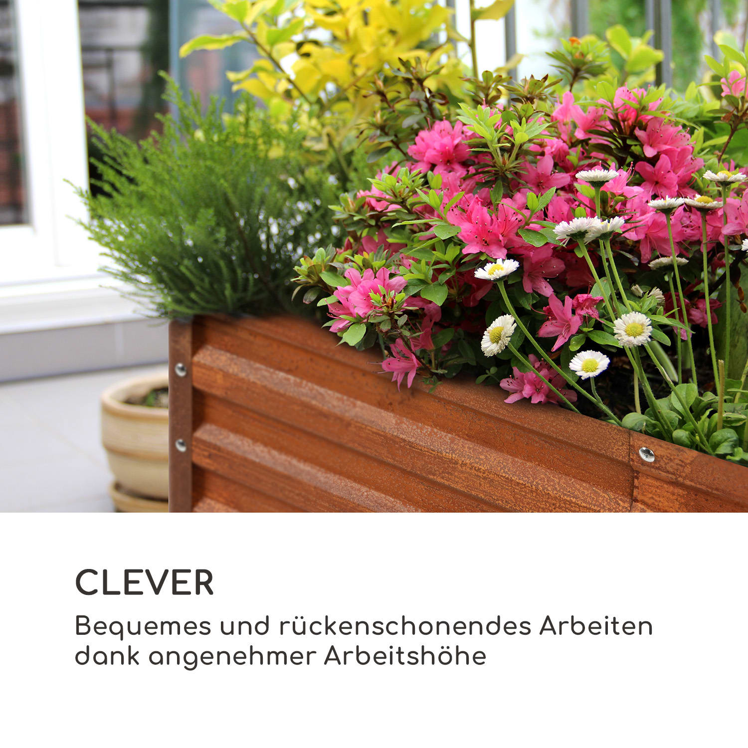Rust Grow Hochbeet Gartenbeet verzinktes Stahlblech Rost-Finish 120 x 60 x 60 cm | Rost