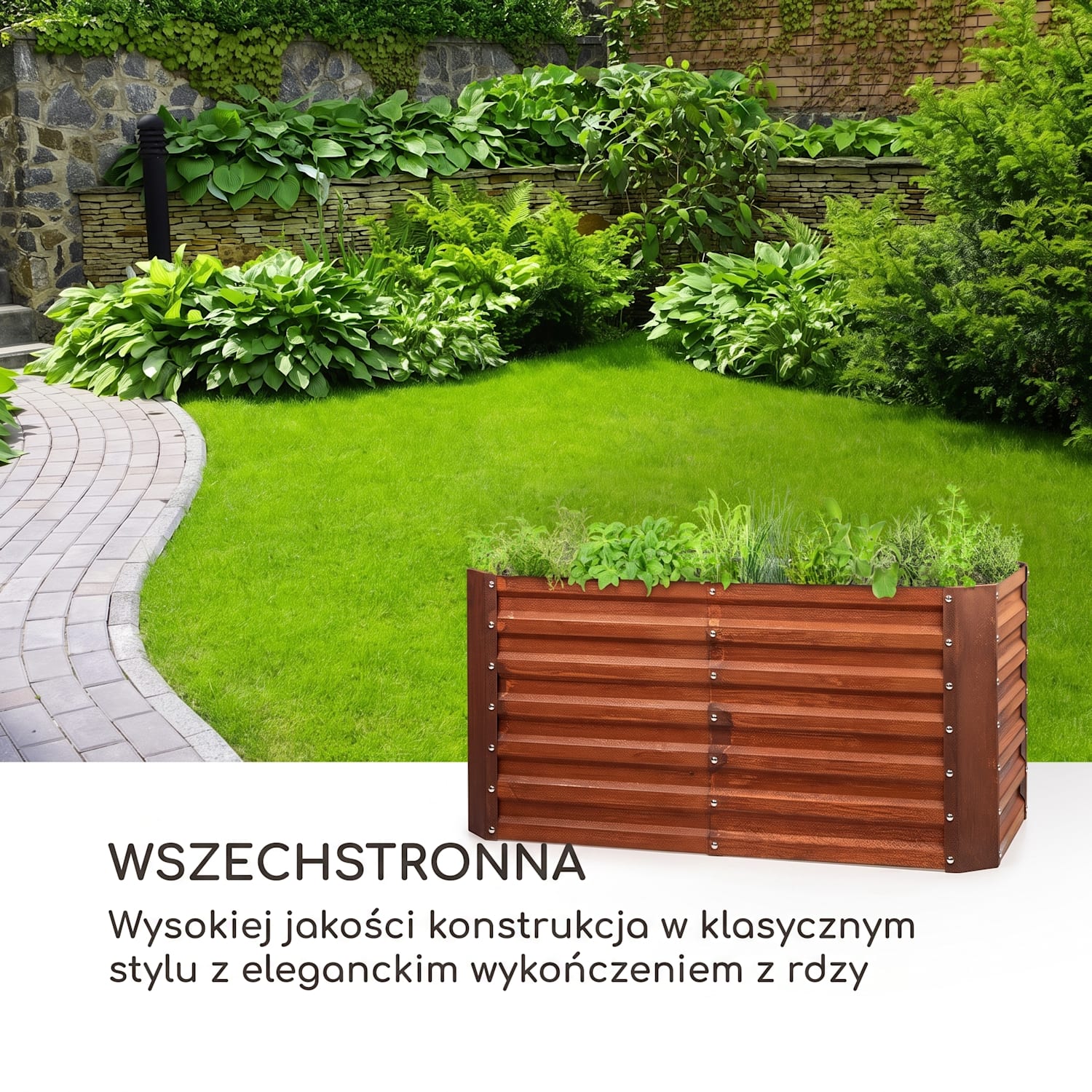 Rust Grow, podwyższona grządka, ocynkowana blacha stalowa, efekt rdzy 120 x 60 x 60 cm | Rdza