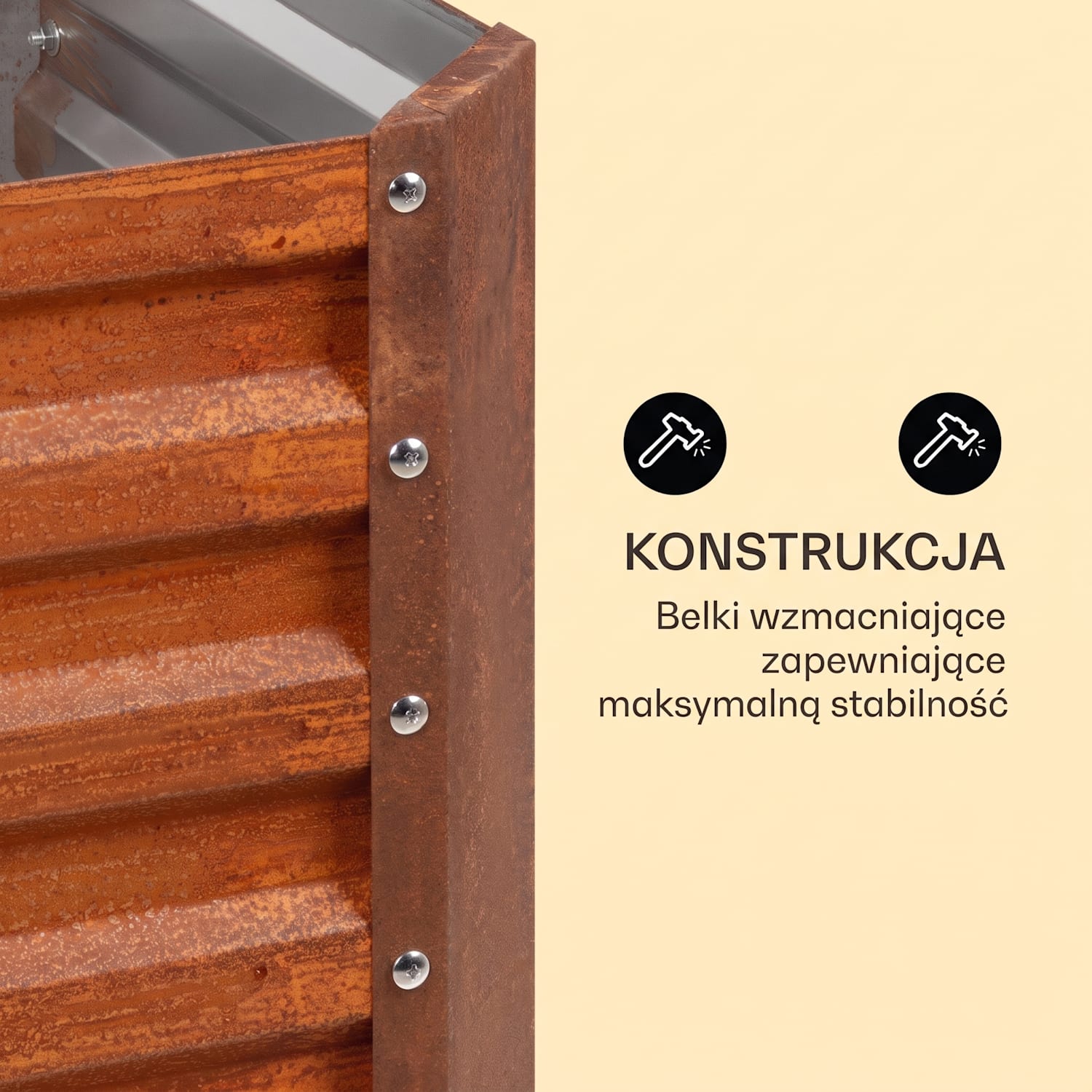 Rust Grow, podwyższona grządka, ocynkowana blacha stalowa, efekt rdzy 120 x 60 x 60 cm | Rdza