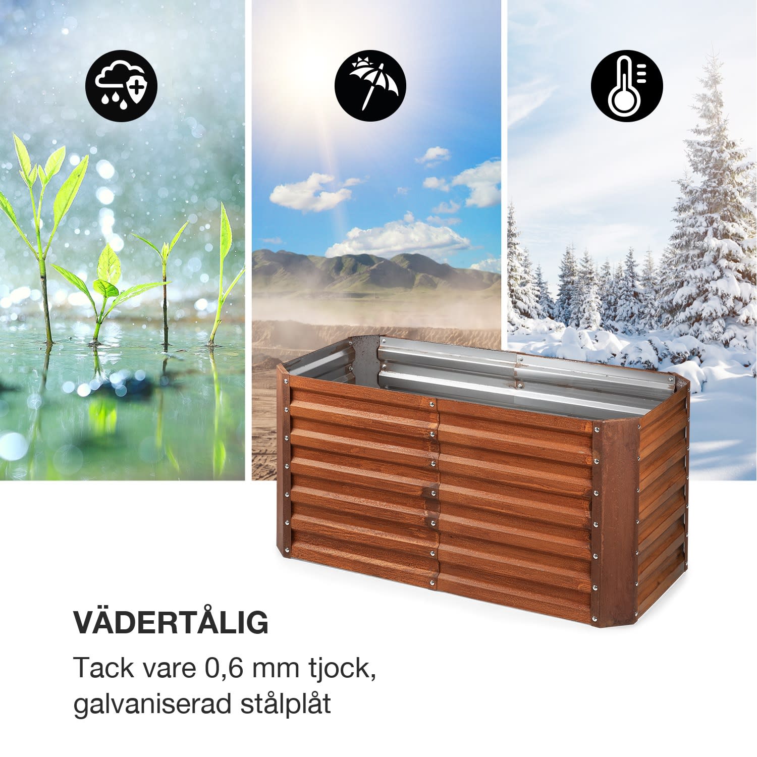 Rust Grow upphöjd odlingsbädd trädgårdsbädd galvaniserad stålplåt rostfinish 120 x 60 x 60 cm | Rost