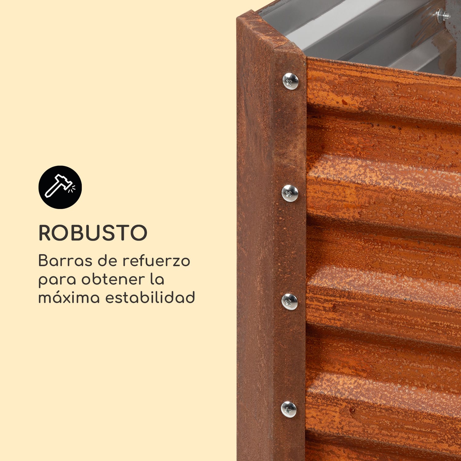 Mesa de cultivo Rust Grow Chapa de acero galvanizada Acabado de óxido 100 x 100 x 60 cm