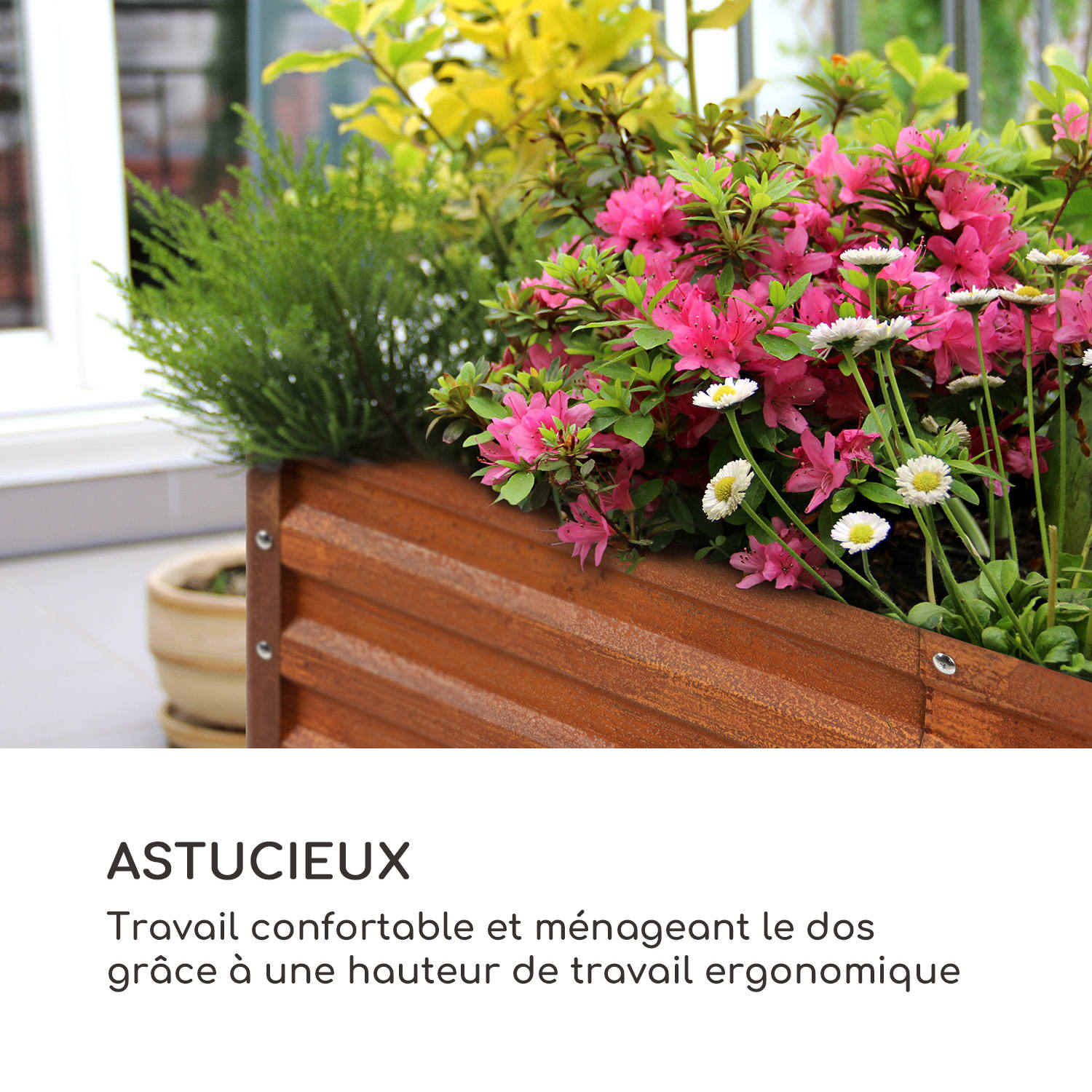 Rust Grow hoge kweekbak moestuin gegalvaniseerd plaatstaal roestkleurige finish 100 x 100 x 60 cm