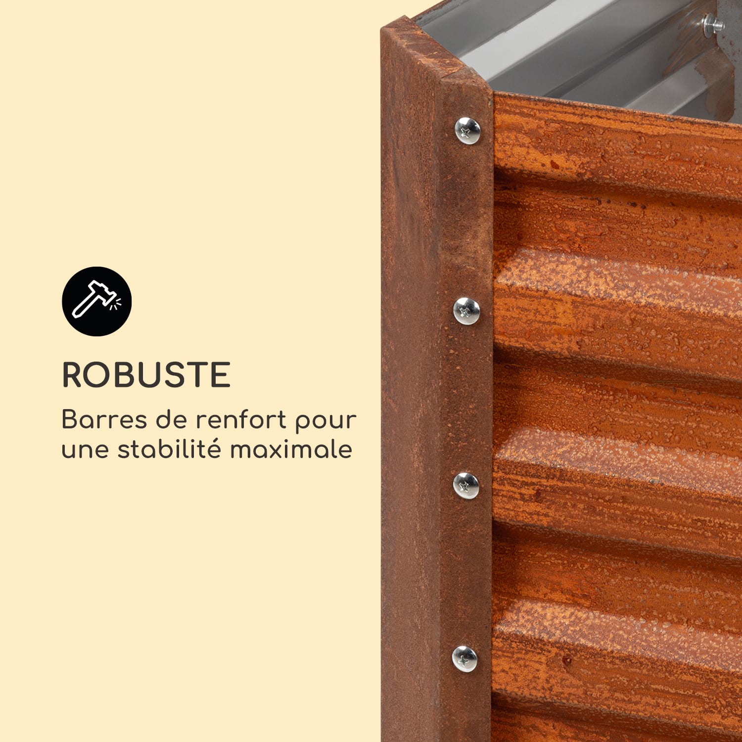 Rust Grow hoge kweekbak moestuin gegalvaniseerd plaatstaal roestkleurige finish 100 x 100 x 60 cm
