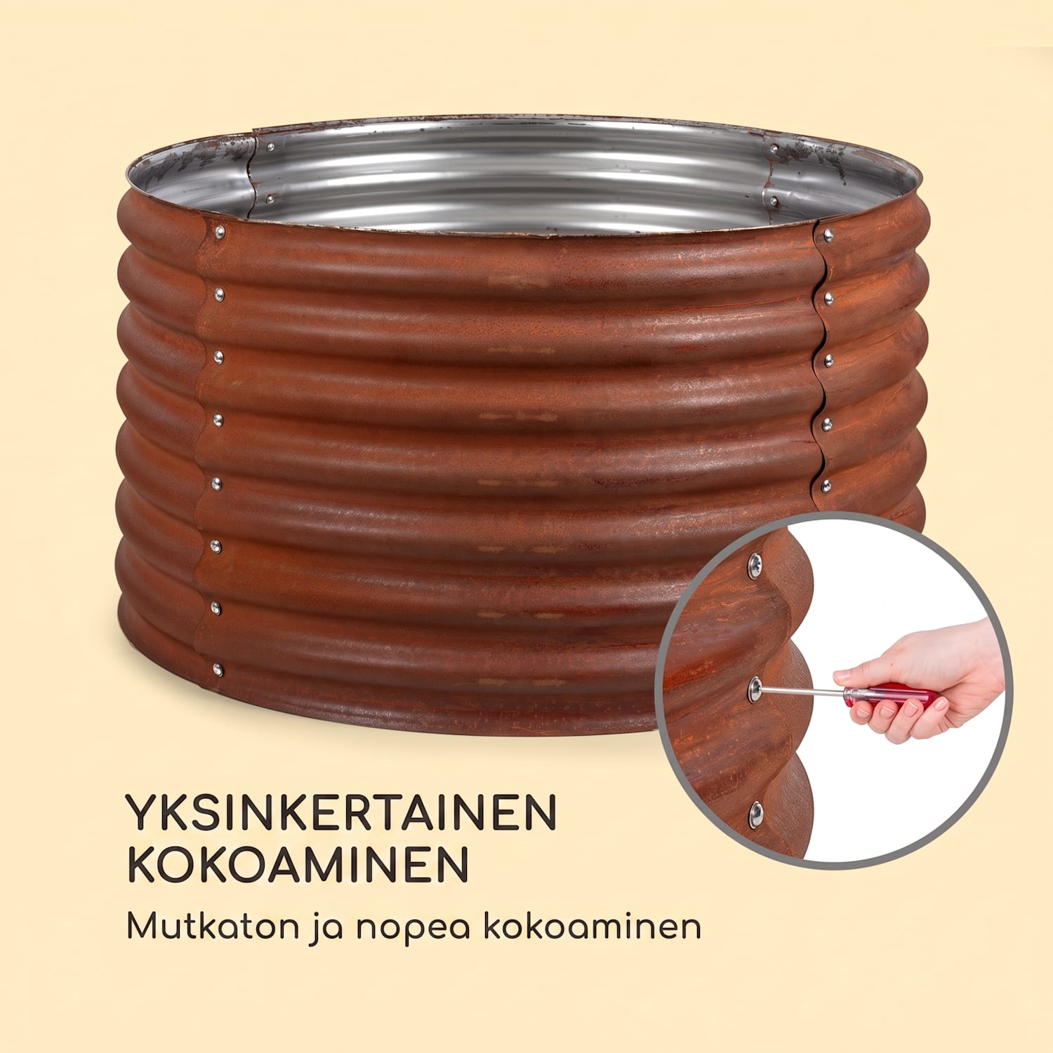 Rust Grow, viljelylaatikko, puutarhalaatikko, sinkitty teräspelti, ruostejäljitelmä 100 x 100 x 57 cm | Ruoste