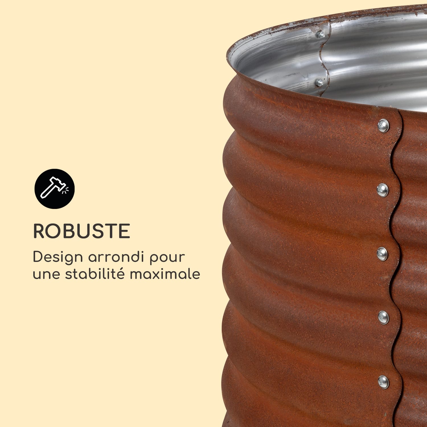 Rust Grow potager surélevé de jardin finition rouille en tôle d'acier galvanisée 100 x 100 x 57 cm | Rouille
