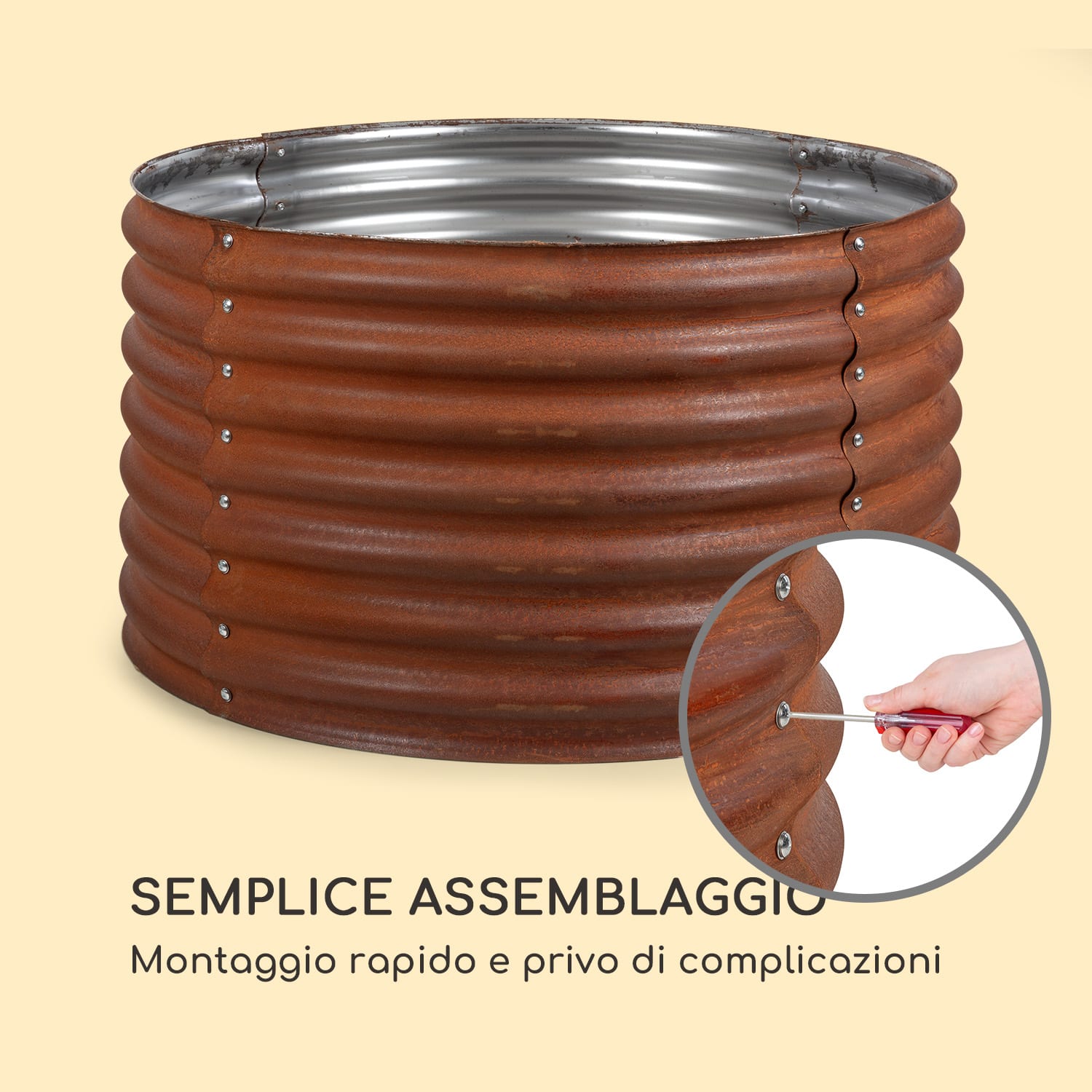 Rust Grow, aiuola rialzata, aiuola da giardino, lamiera d'acciaio zincata, finitura effetto ruggine 100 x 100 x 57 cm | Ruggine