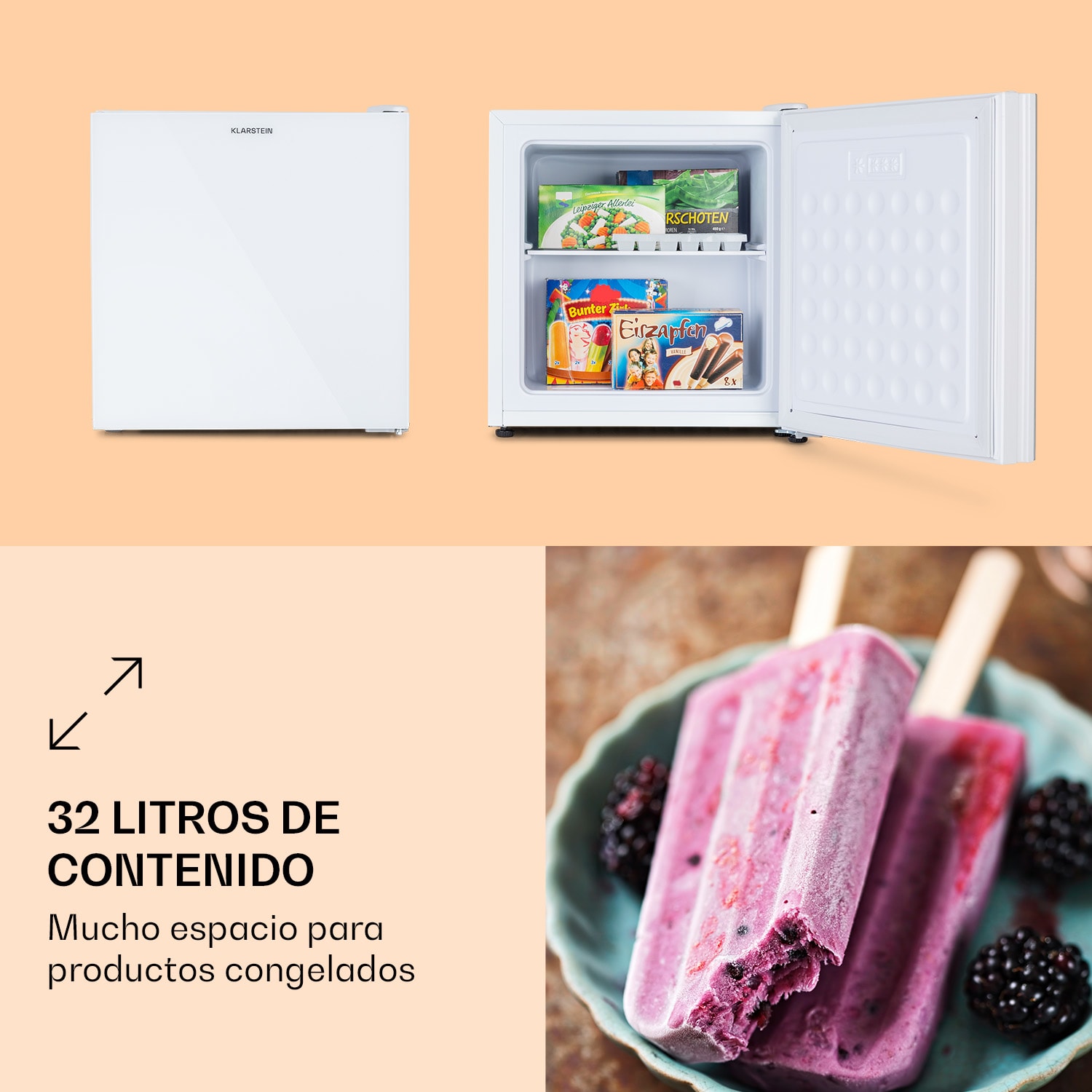 Pluto 32L Congelador 4 estrellas 32 litros Hasta -18 °C 