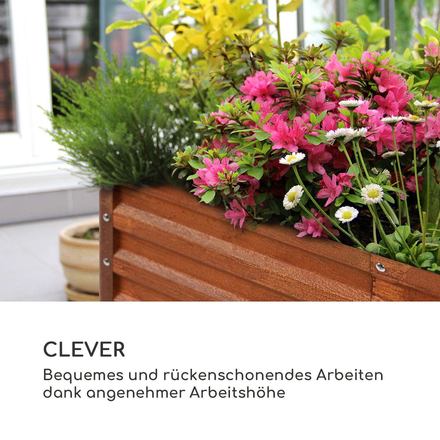 Rust Grow Hochbeet Gartenbeet verzinktes Stahlblech Rost-Finish 200 x 100 x 60 cm | Rost
