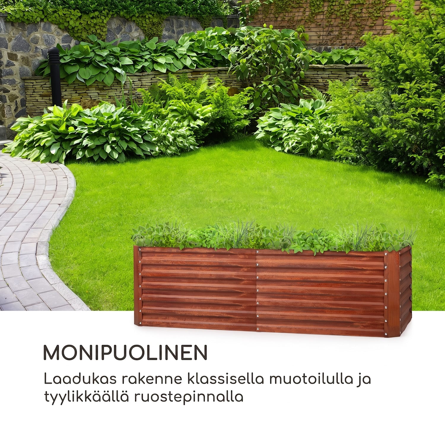 Rust Grow korotettu puutarhalaatikko galvanoitua teräslevyä ruostepintainen 200 x 100 x 60 cm | Ruoste
