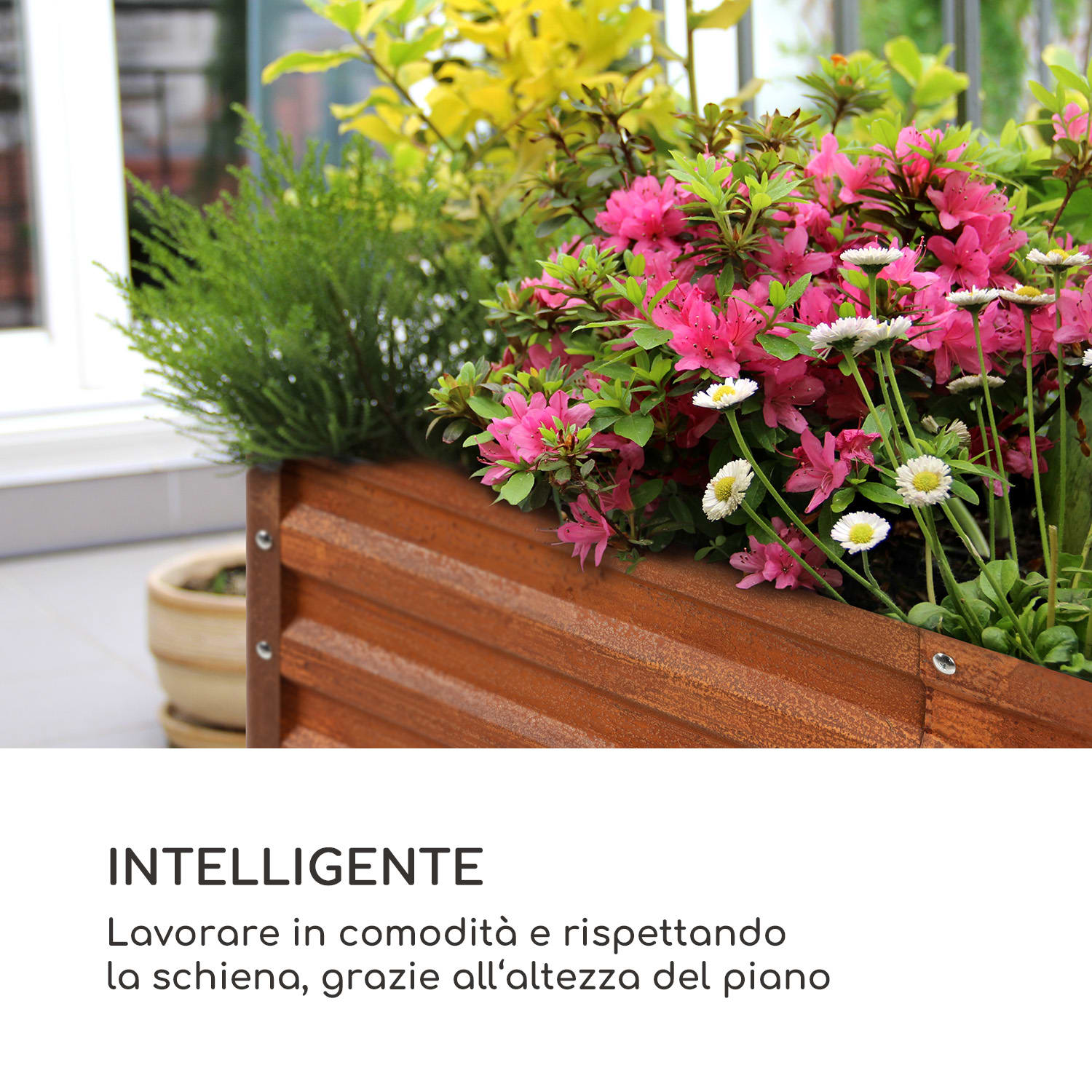 Rust Grow, aiuola rialzata, lamiera d'acciaio zincata, effetto ruggine 200 x 100 x 60 cm | Ruggine