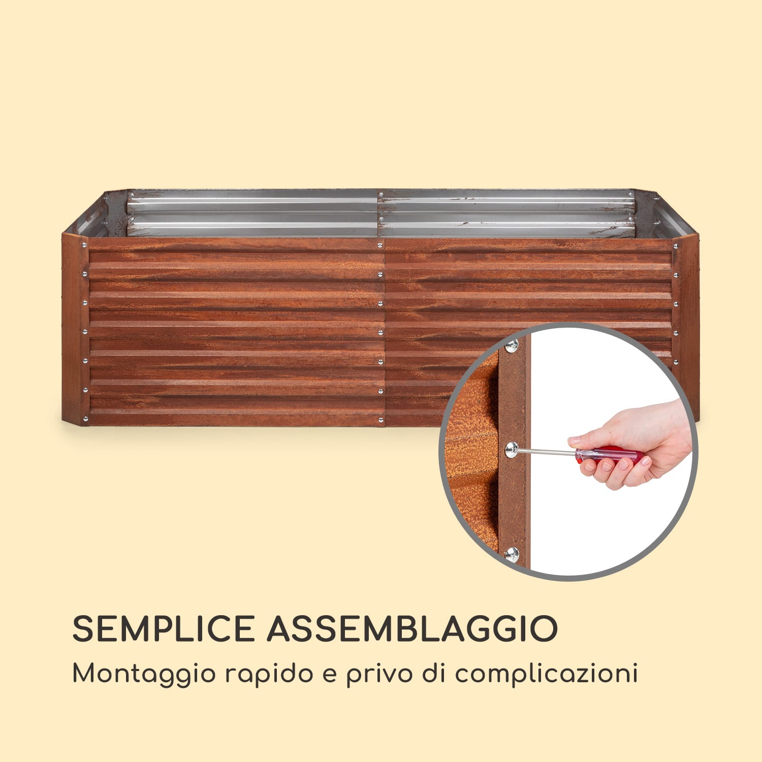Rust Grow, aiuola rialzata, lamiera d'acciaio zincata, effetto ruggine 200 x 100 x 60 cm | Ruggine