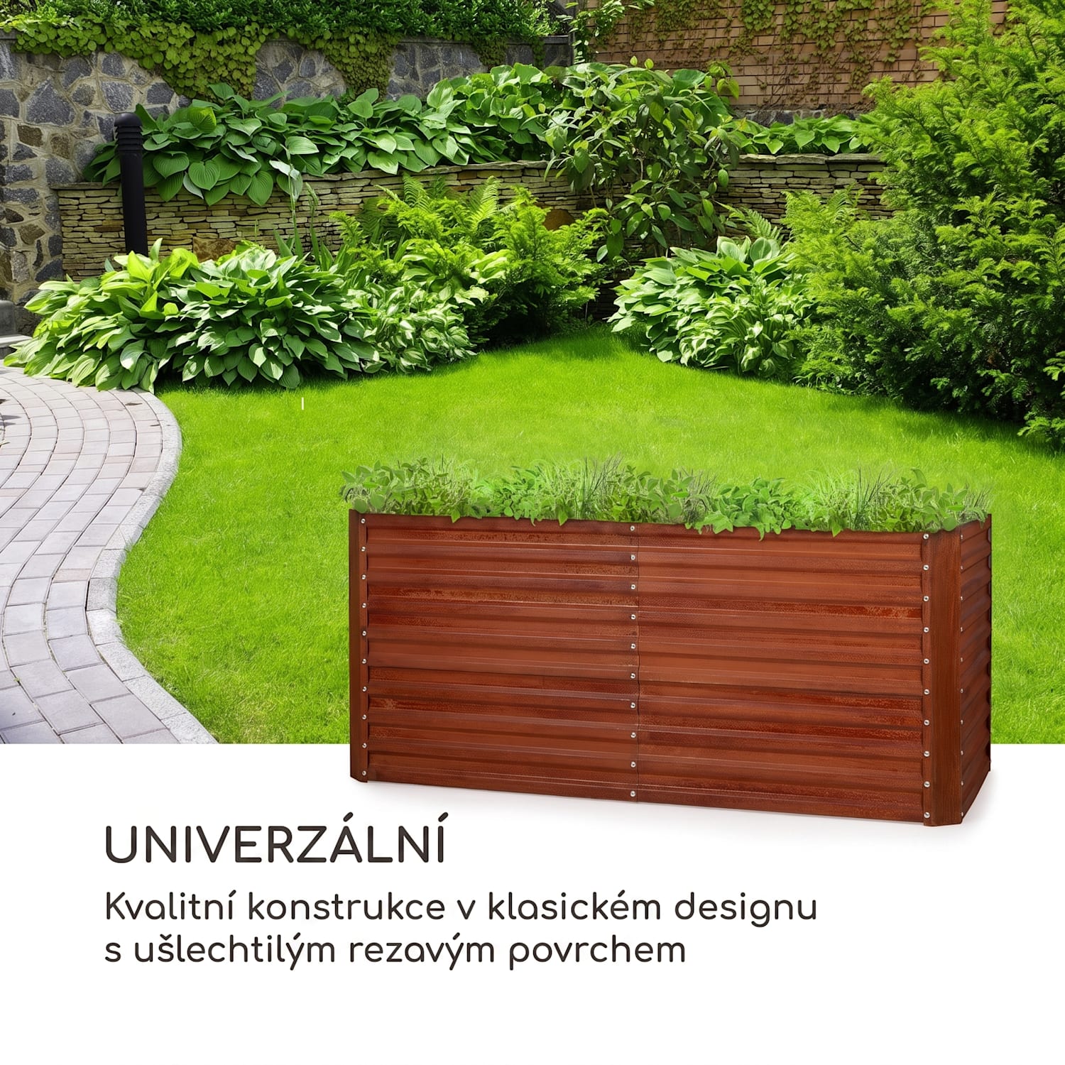 Rust Grow, vyvýšený záhon, zahradní záhon, pozinkovaný ocelový plech, rezavá úprava 200 x 100 x 90 cm | Rez