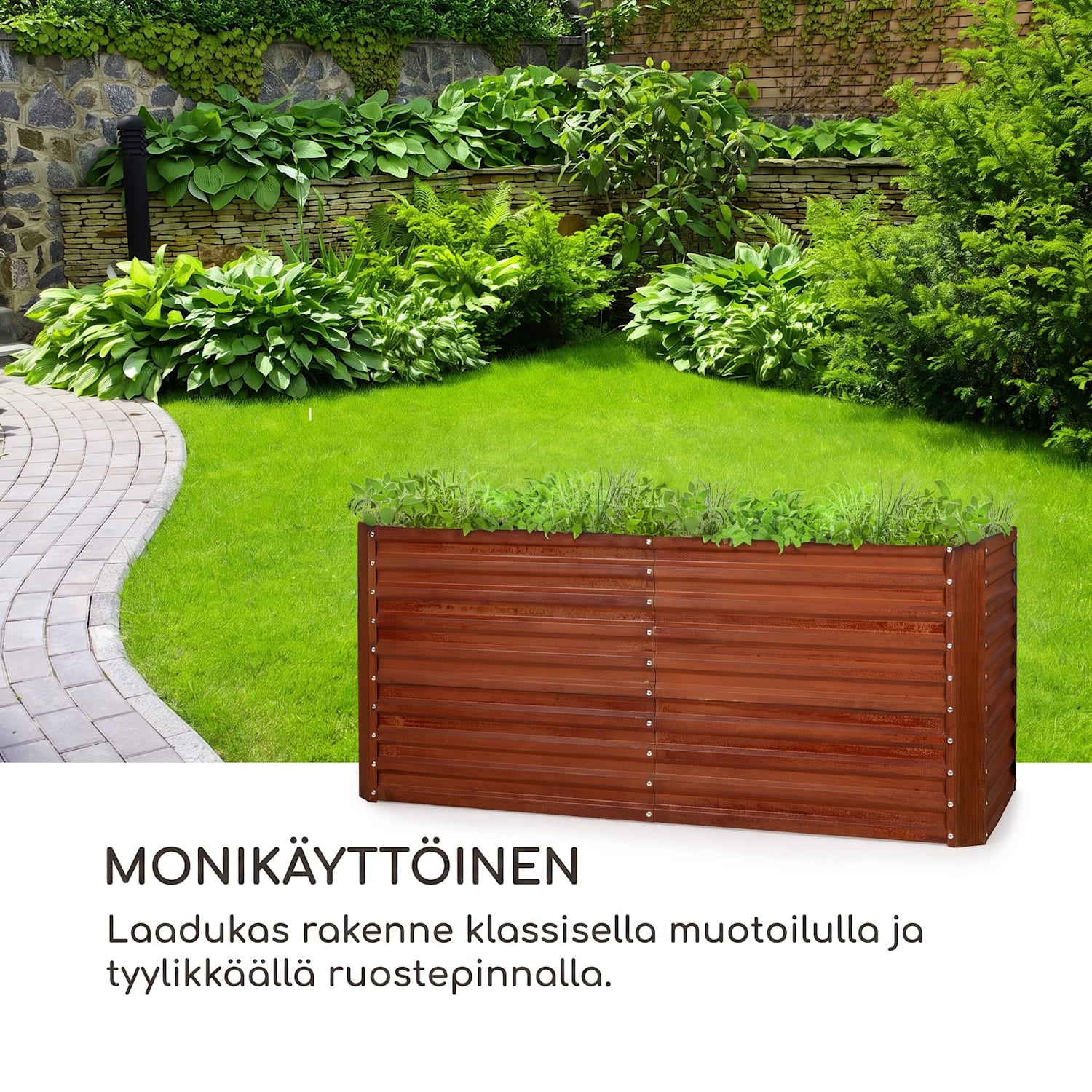 Rust Grow korotettu puutarhalaatikko galvanoitua teräslevyä ruostepintainen 200 x 100 x 90 cm | Ruoste