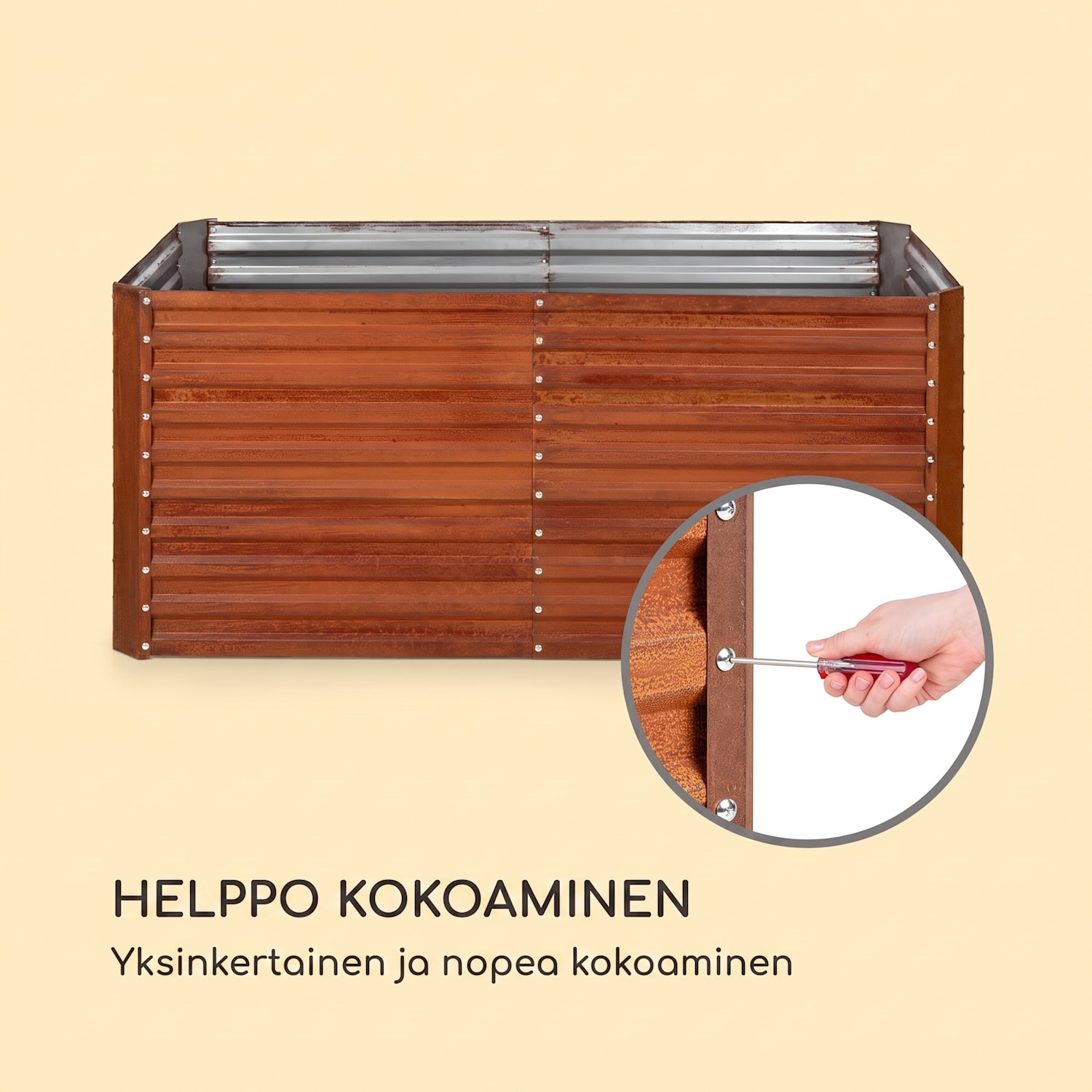 Rust Grow korotettu puutarhalaatikko galvanoitua teräslevyä ruostepintainen 200 x 100 x 90 cm | Ruoste
