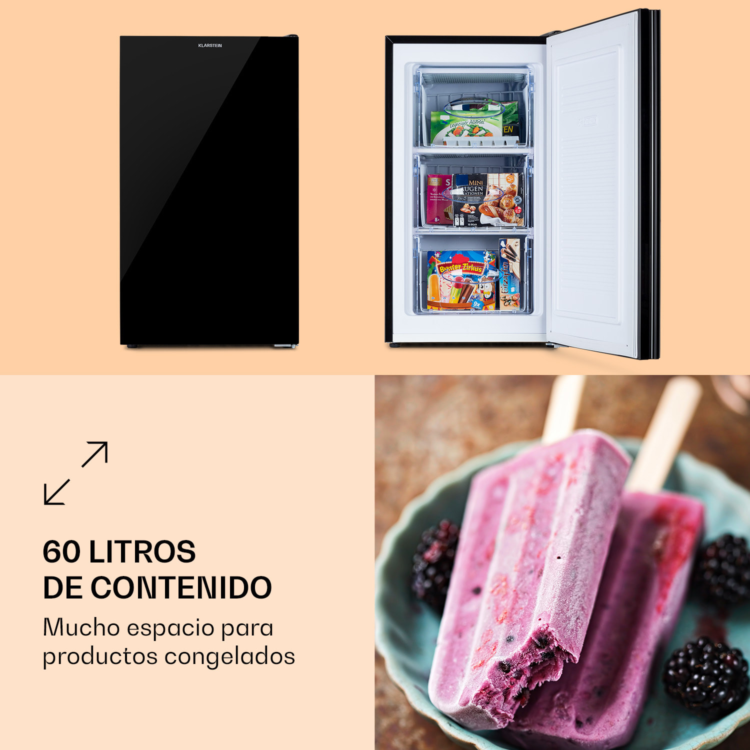 Congelador Pluto 60L 4 estrellas 60 litros hasta -18 °C 