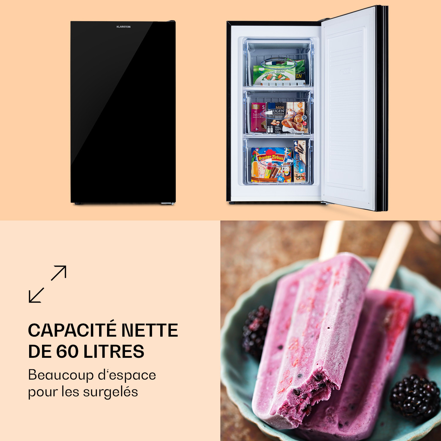 Congélateur Pluto 60L 4 étoiles 60 litres jusqu'à -18 °C 