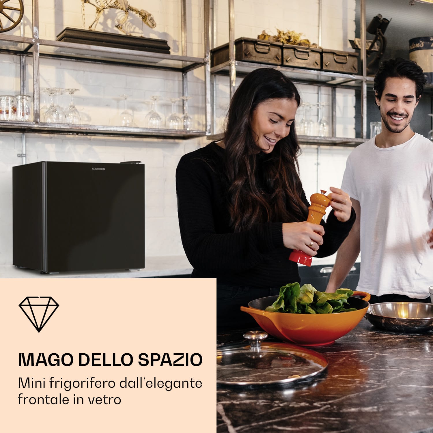 Luminance Frost Mini frigo 45l EEK F Vano congelatore 1,5l Porta di vetro Nero