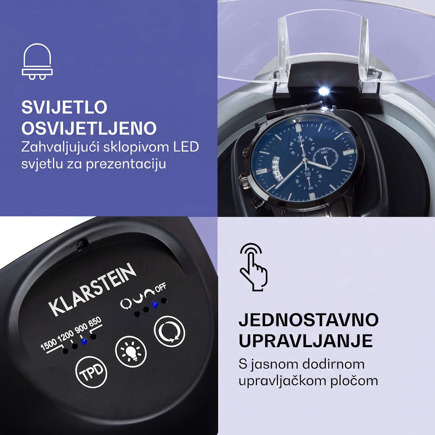 Sv. Gallen ll Premium, sat za navijanje, 4 brzine, 3 načina rotacije Srebrna metalik