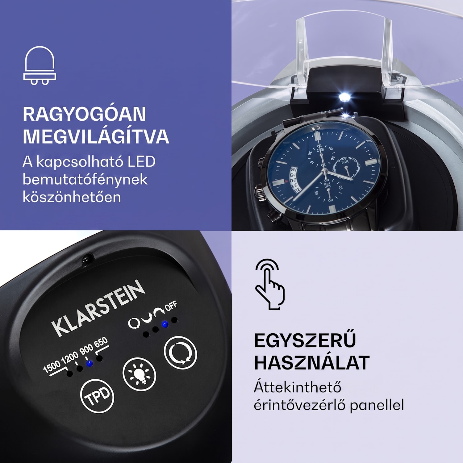 St. Gallen II Premium, óraforgató, 4 sebesség, 3 forgási sebesség Ezüst metál