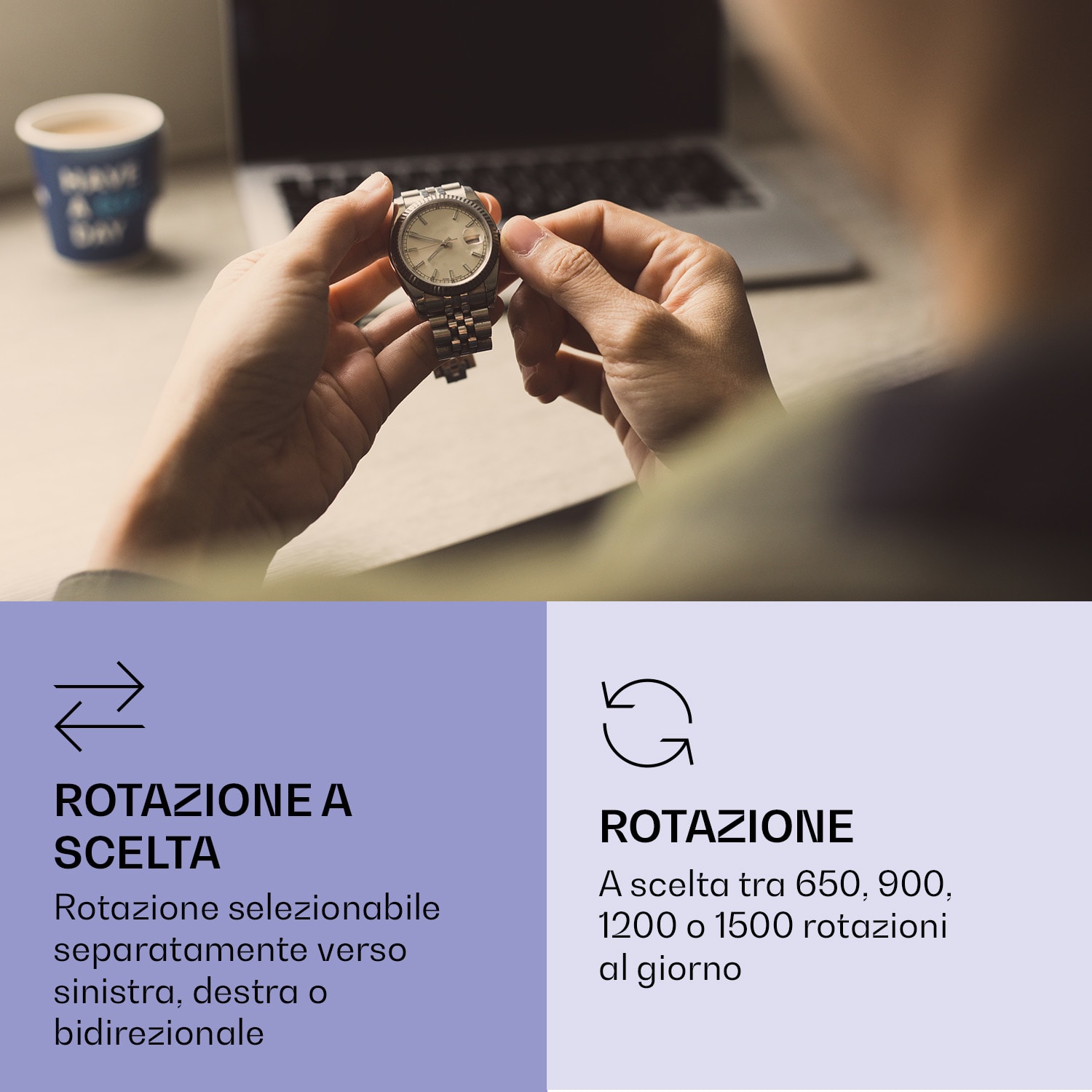 St. Gallen ll Premium, portaorologi, 4 velocità, 3 modalità di rotazione Argento metallizzato