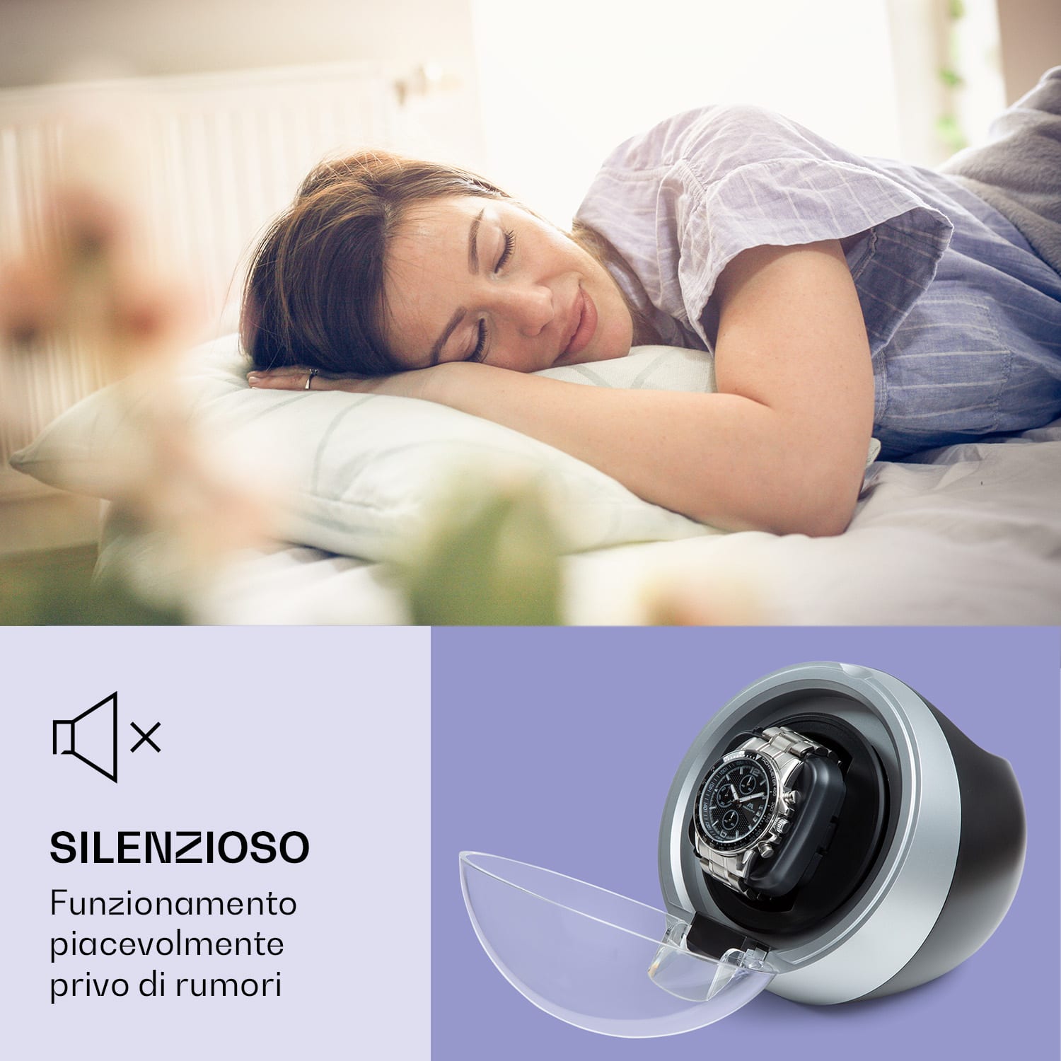 St. Gallen ll Premium, portaorologi, 4 velocità, 3 modalità di rotazione Argento metallizzato