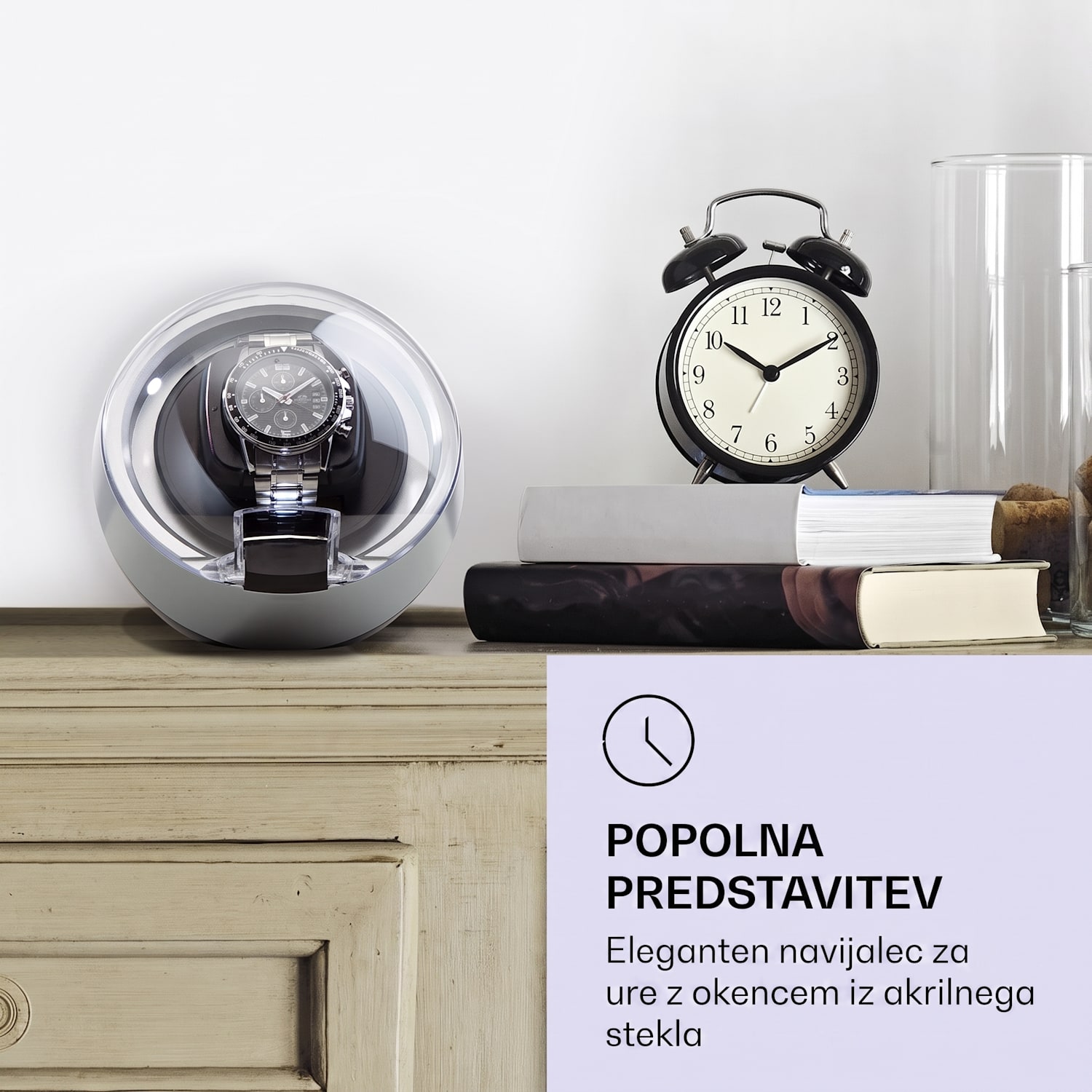 St. Gallen ll Premium, navijalec ur, 4 hitrosti, 3 načini vrtenja Srebrna kovinska barva