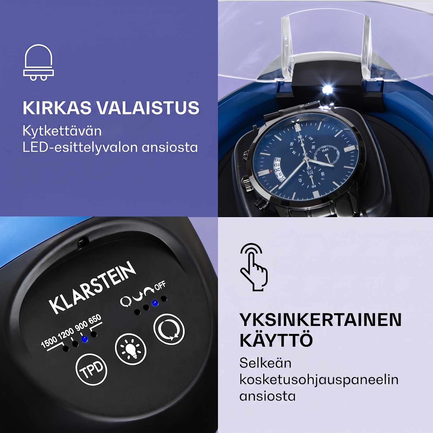 St. Gallen ll Premium -kellonliikutin 4 nopeutta 3 pyörimistoimintoa Sininen Valtameri