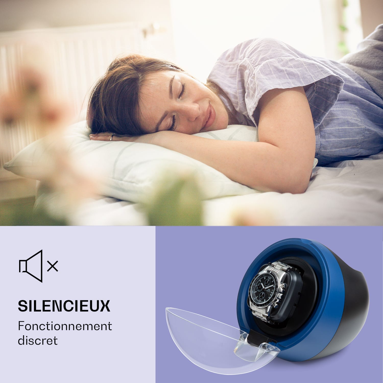St. Gallen ll Remontoir de montres Premium 4 vitesses 3 modes de rotation Bleu Océan