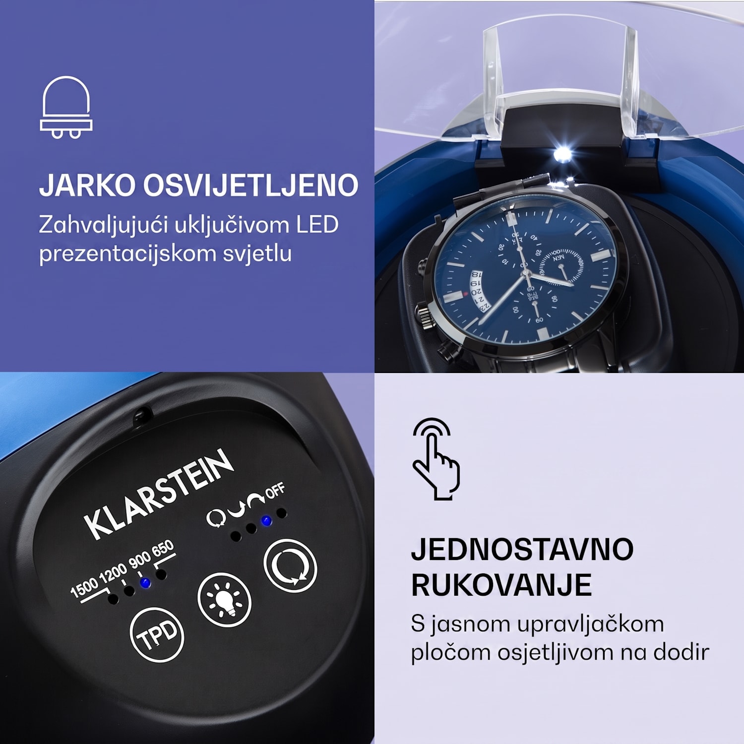 Sv. Gallen ll Premium, sat za navijanje, 4 brzine, 3 načina rotacije Plava ocean