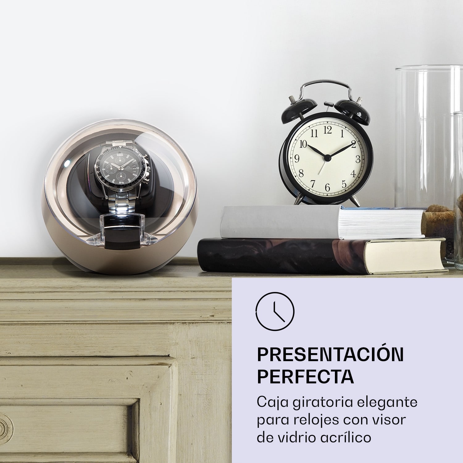 Gallen ll Premium Estuche giratorio para relojes 4 velocidades 3 modos de rotación Níquel Metálico