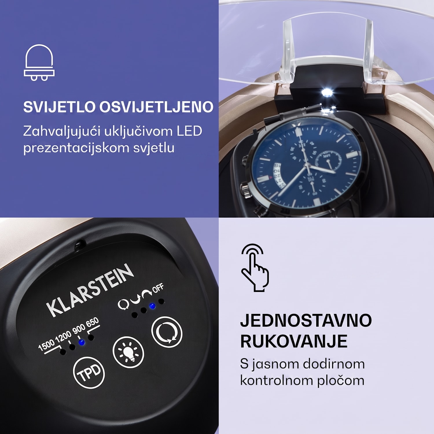 Sv. Gallen ll Premium, sat za navijanje, 4 brzine, 3 načina rotacije Nikl metalik