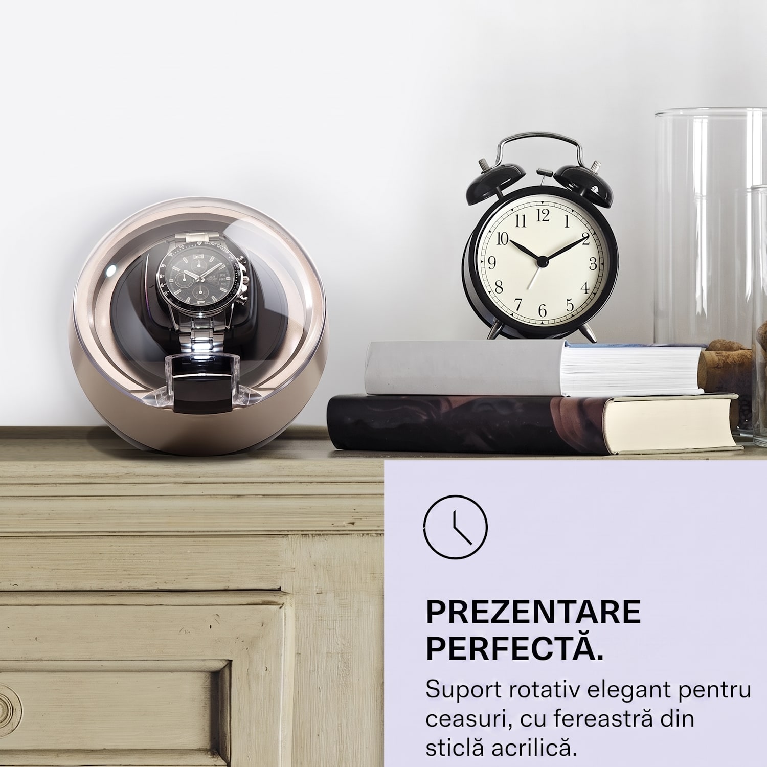 Sf. Gallen ll Premium, cutie pentru întors ceasuri, 4 viteze, 3 moduri de rotație Nichel metalic
