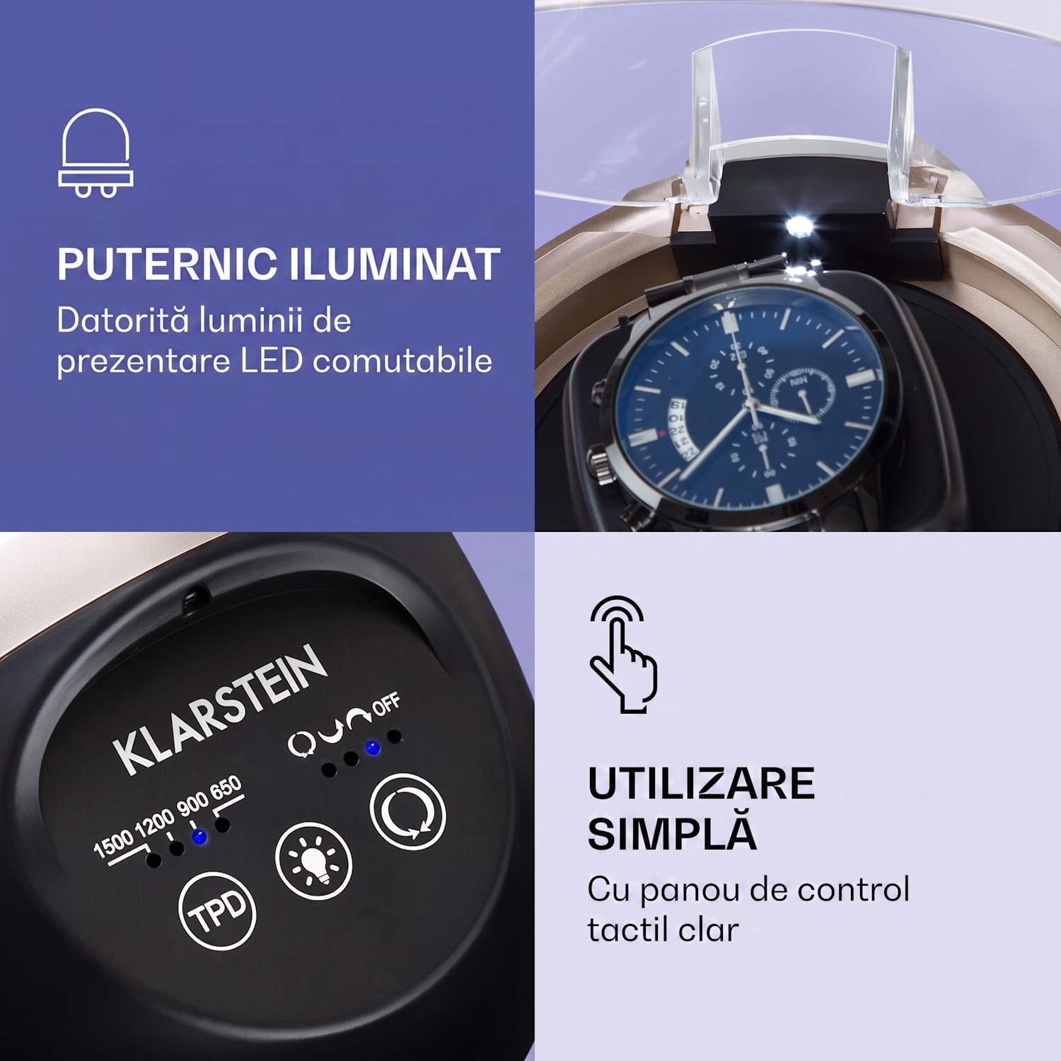 Sf. Gallen ll Premium, cutie pentru întors ceasuri, 4 viteze, 3 moduri de rotație Nichel metalic